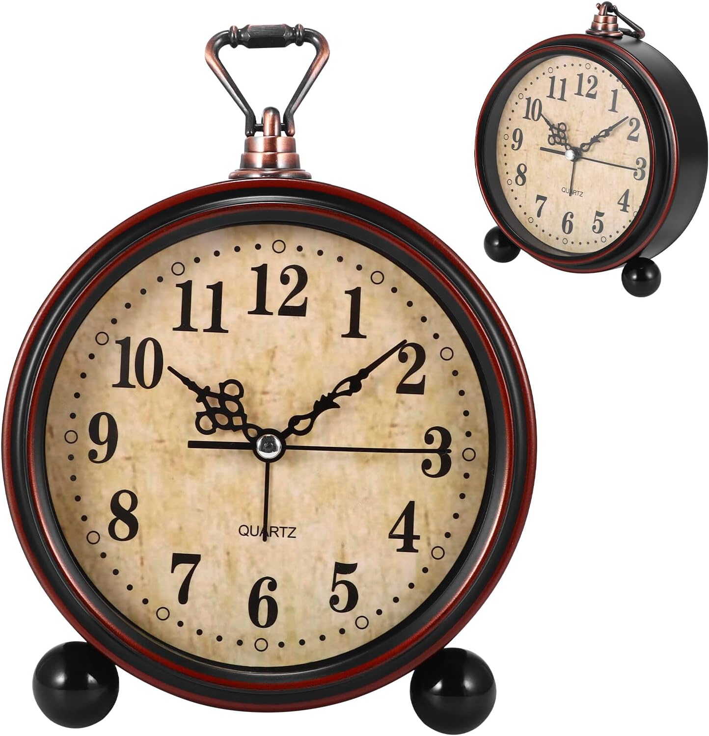 ONEVER Classic Vintage Clock, Vintage Alarm Clock, Retro Analog Alarm Clock, Battery Operated Table Clocks, Silent Non-Ticking Bedside Clocks for Office, Living Room or Bedroom