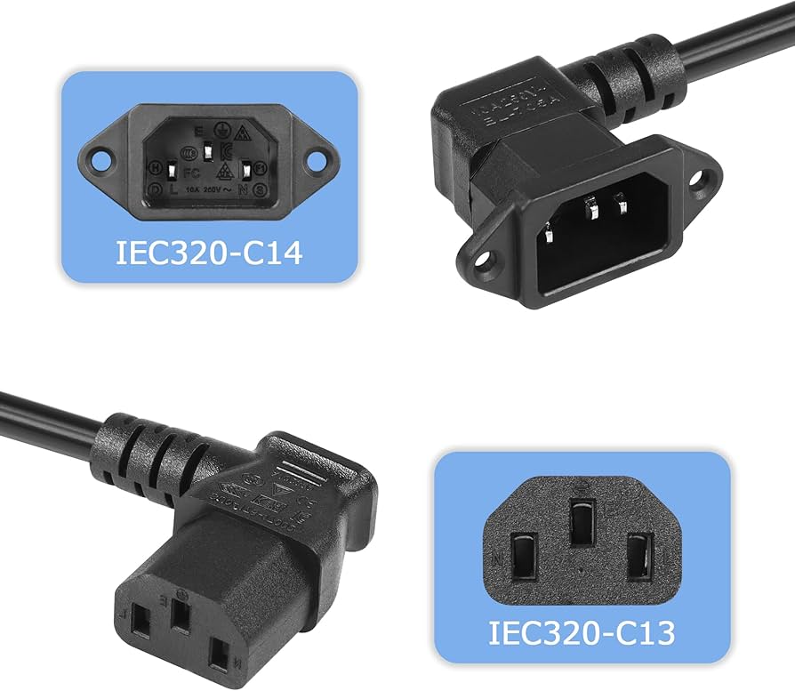 Amazon.co.jp: CERRXIAN 90°IEC 320 C14-C13電源コード 90度C14