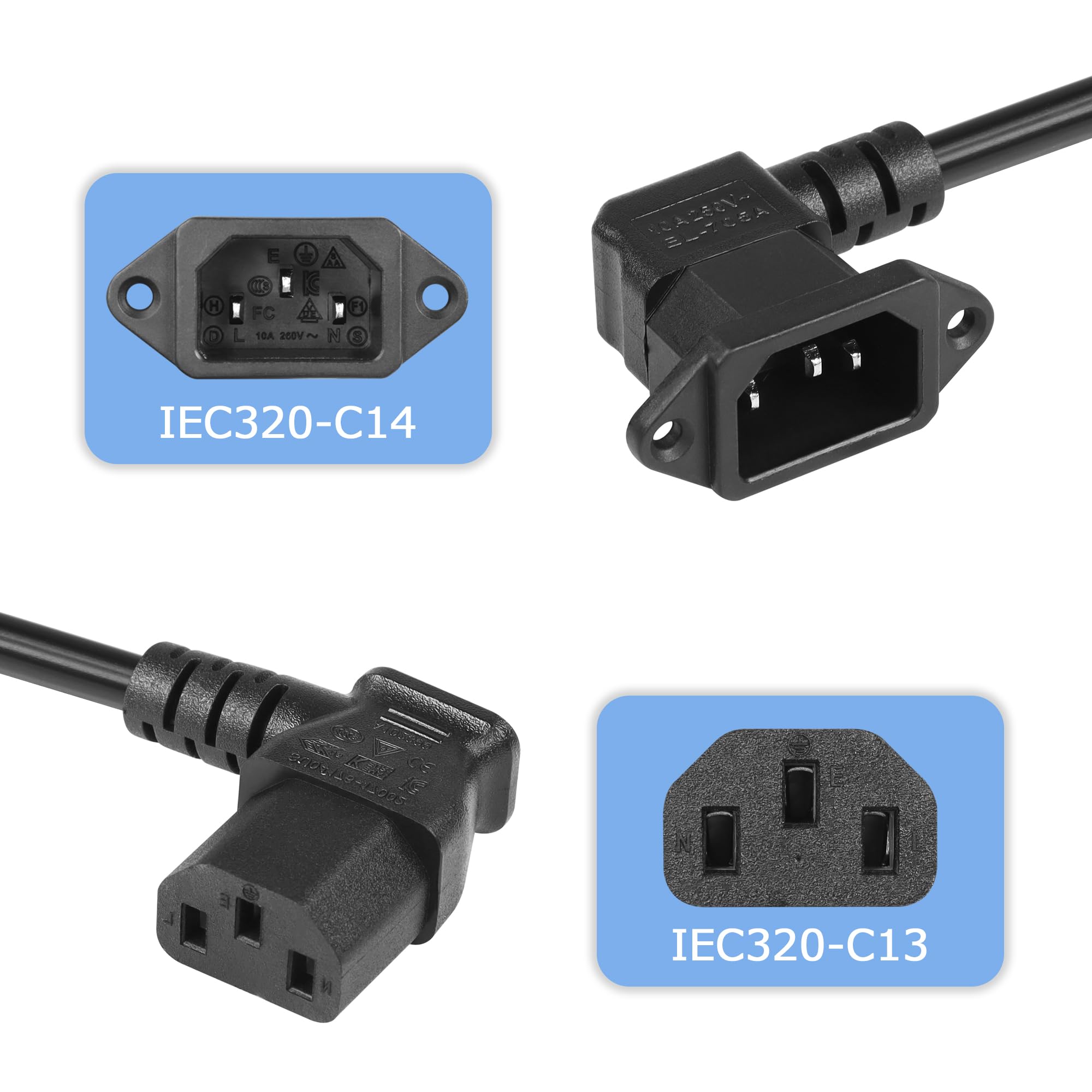 CERRXIAN 2 PCS 90°左IEC 320 C14オス3ピン CERRXIAN 2 PCS 90°左IEC 320 C14オス3ピン Amazon | CERRXIAN IEC