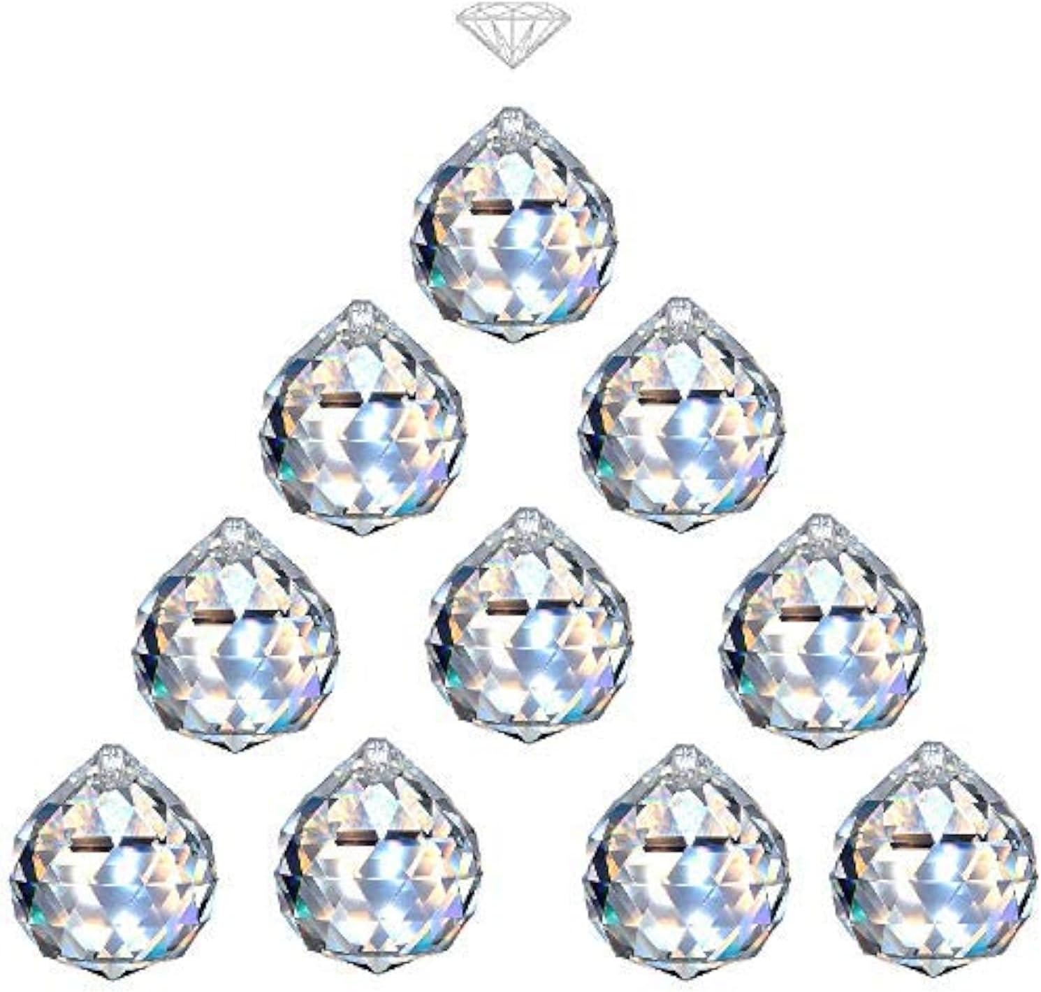 MerryNine 40mm Clear Crystal Ball Prism Sunshine Catcher Rainbow Pendants Maker, Hanging Crystals Prisms for Windows, for Feng Shui, for Gift(40mm/1.57" 10pack)