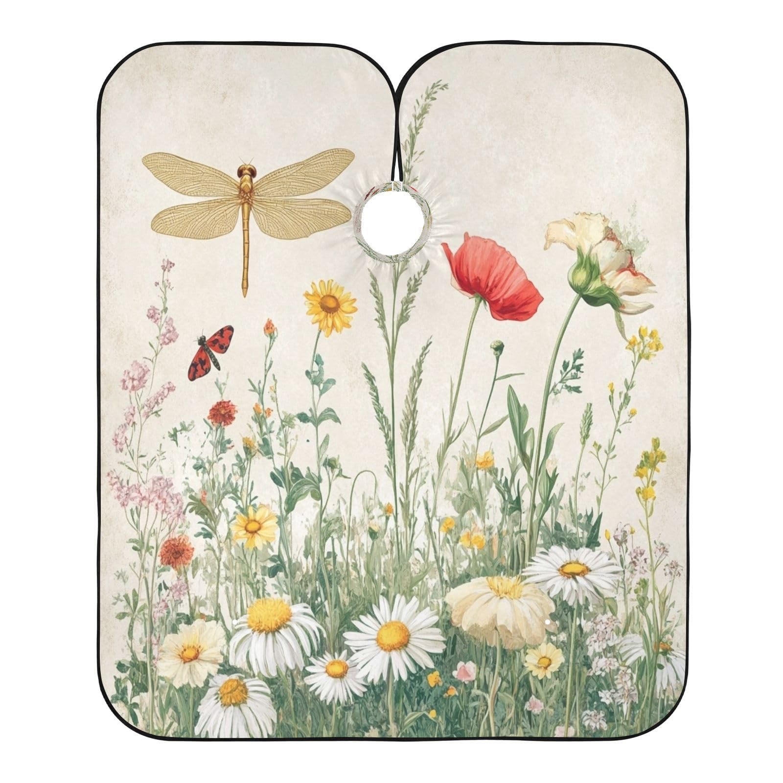 Kigai Hair Cutting Cape for Men & Women Dragonfly Flowers Waterproof Barber Cape Professional Hairdressing Salon Styling Cape with Adjustable Closure Snap