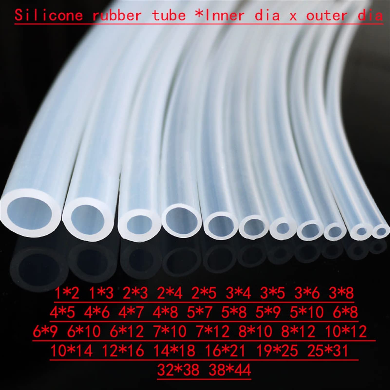 Mdingbao-Manguera de silicona 1 metro de goma de silicona Tubo 6x8 6x9 6x10 6x12 7x10 7x12 8x10 8x12 10x12 10x14 12x16 14x18mm Manguera de sílice transparente transparente, Resistencia a altas tempera