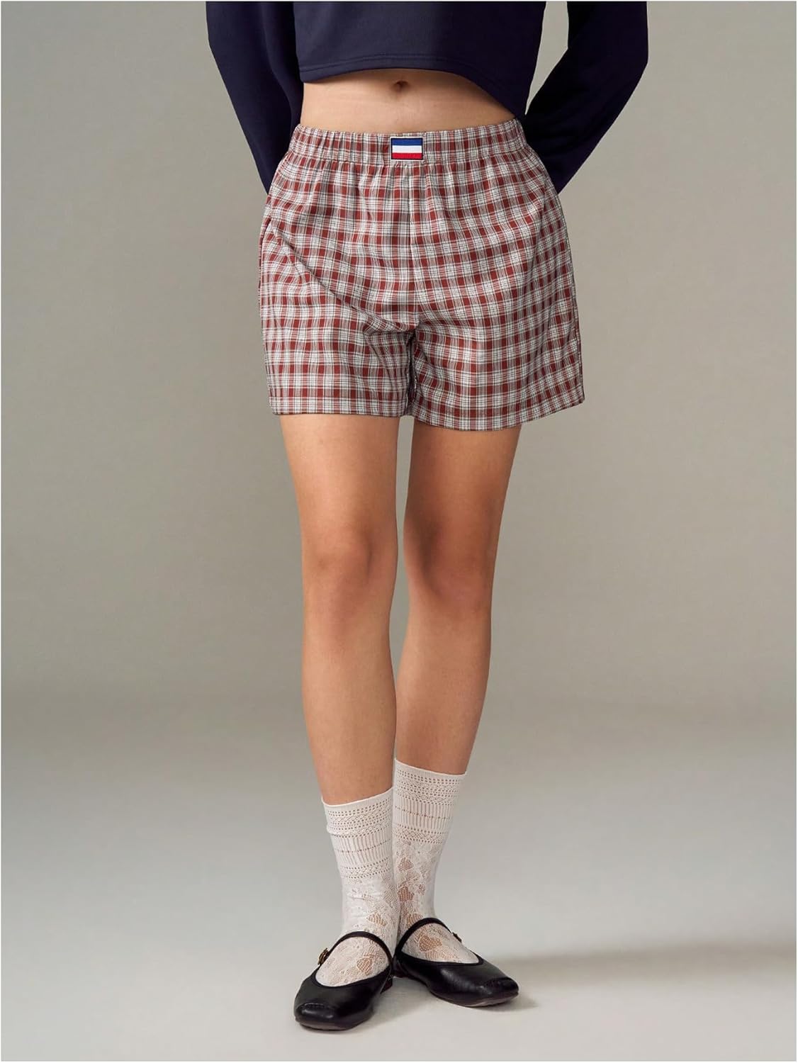 OYOANGLE Women's Plaid Pajama Shorts Elastic Waist Gingham Sleep Shorts Summer Lounge Bottoms Sleepwear Red Large - Image 5