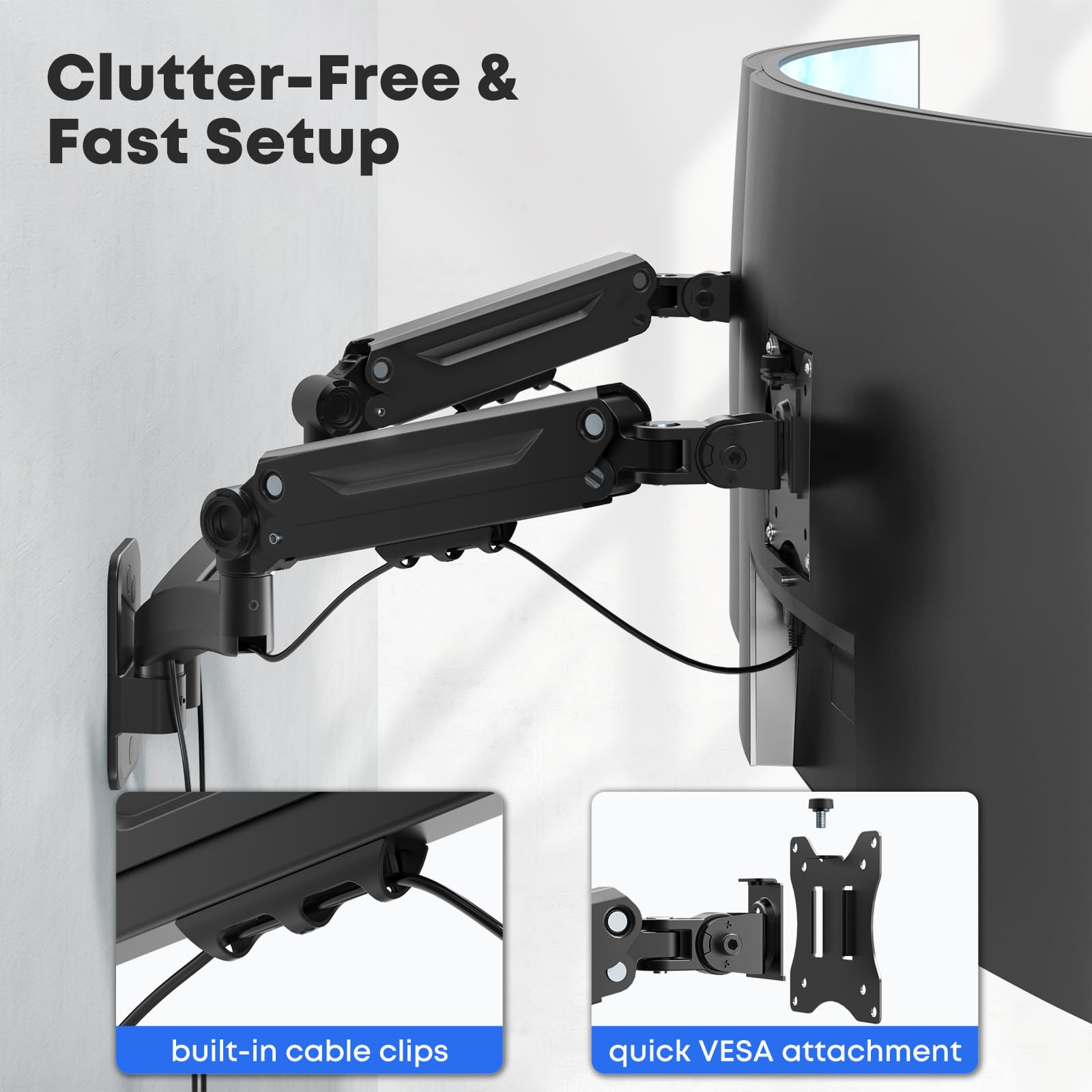Soporte de Pared para 2 monitores de 24–45'', 12 kg por Brazo