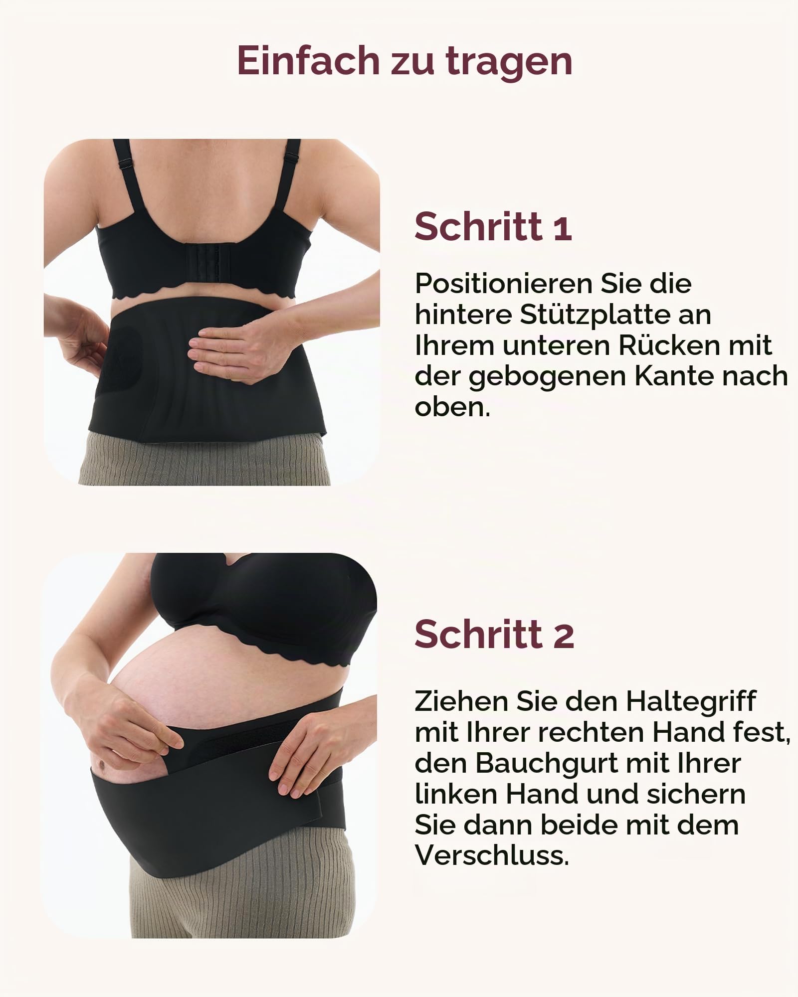 Momcozy Schwangerschafts-Bauchband – Ergonomische Rückenstütze & atmungsaktives Material – Verstellbarer Umstandsgürtel zur Linderung von Bauch-, Becken- und Rückenschmerzen, Schwarz XL