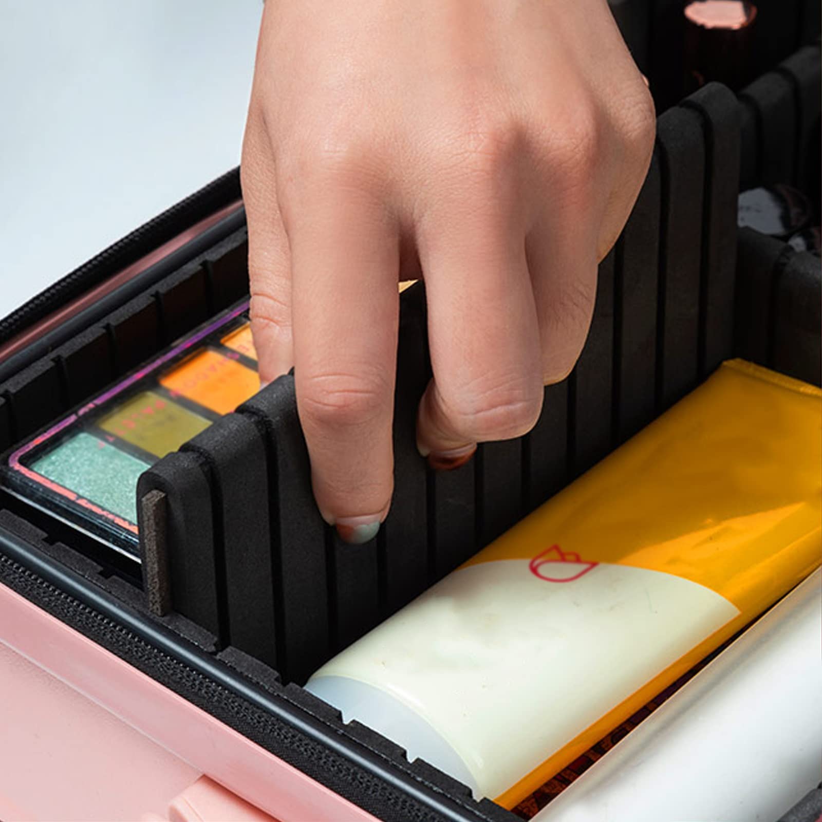 HJXGQJM Beauty Case da Viaggio Borsa Cosmetici,Borsa Trucco da Viaggio Donna Impermeabile Porta Trucchi Professionale Valigetta Organizzativa Borsa Cosmetico, Divisori Regolabili,Rosa(Pink)