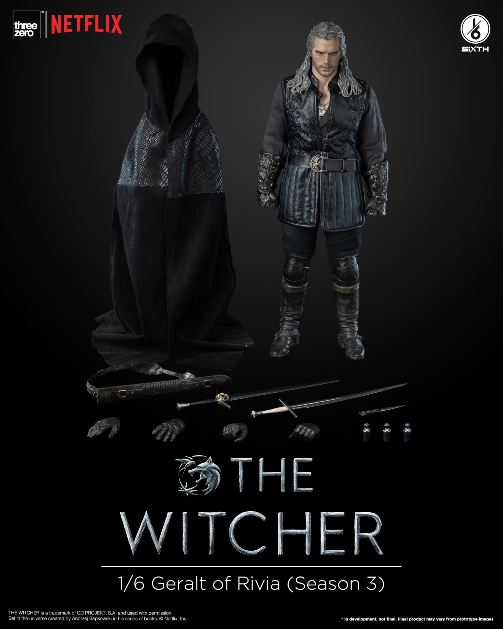 Threezero The Witcher: Geralt of Rivia (Stagione 3) Action Figure in scala 1:6
