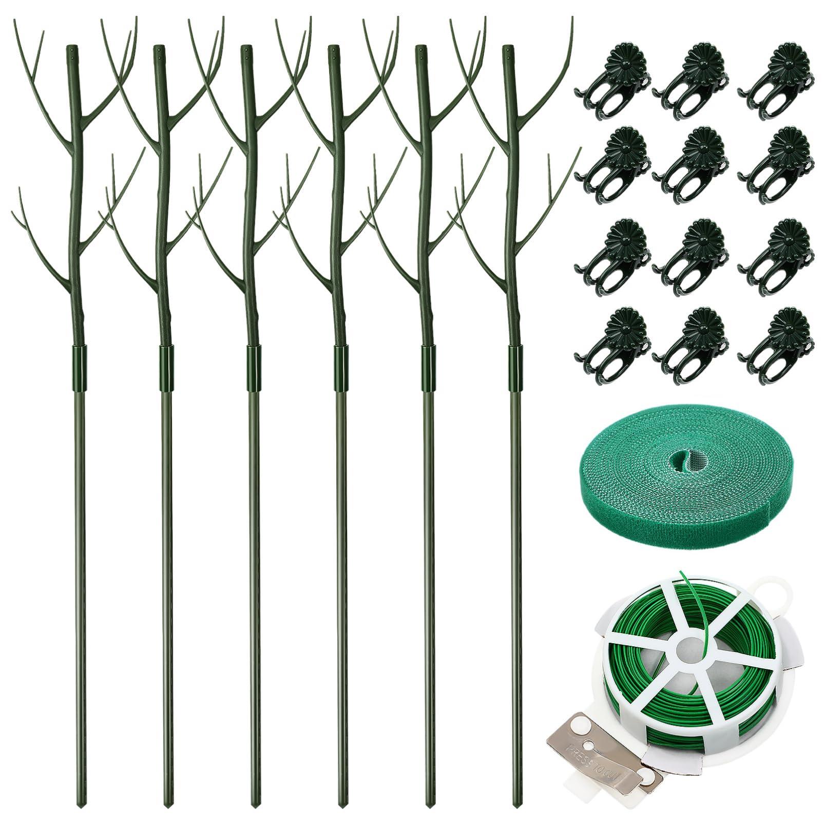 SUPVOX Lot de Tuteurs pour Plantes Monstera, Support de Tige en Plastique, Clips et Liens Torsadés, pour Intérieur et Jardin