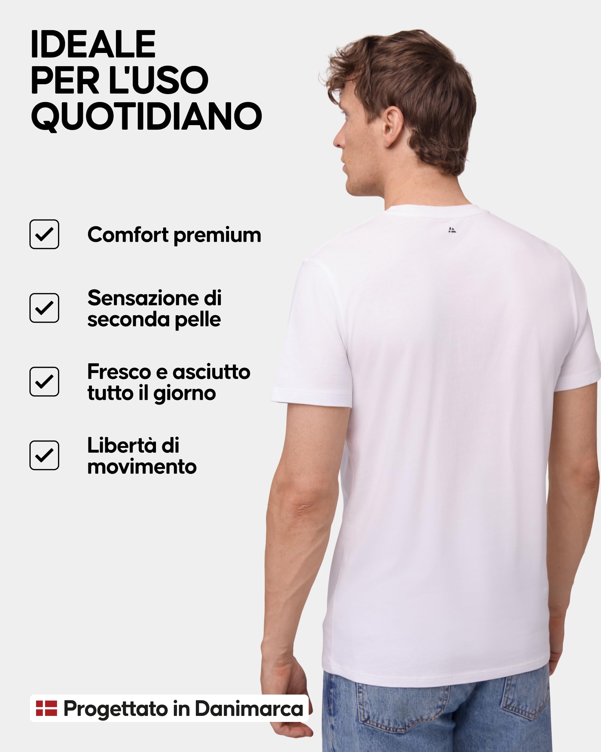 DANISH ENDURANCE T-Shirt Uomo Cotone, Magliette Maniche Corte Senza Etichetta, Scollo a V, Maglietta Intima, da 1 a 4 Pezzi