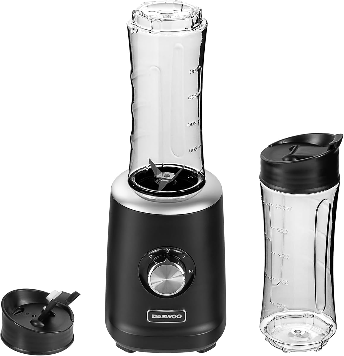 Daewoo Samurai VertiBlend 500W Personal Blender, Smoothie & Shake Maker, 2 x 600ml Bottles, On-the-Go Blender for Fruit, Veg, Protein & Ice, Compact Design