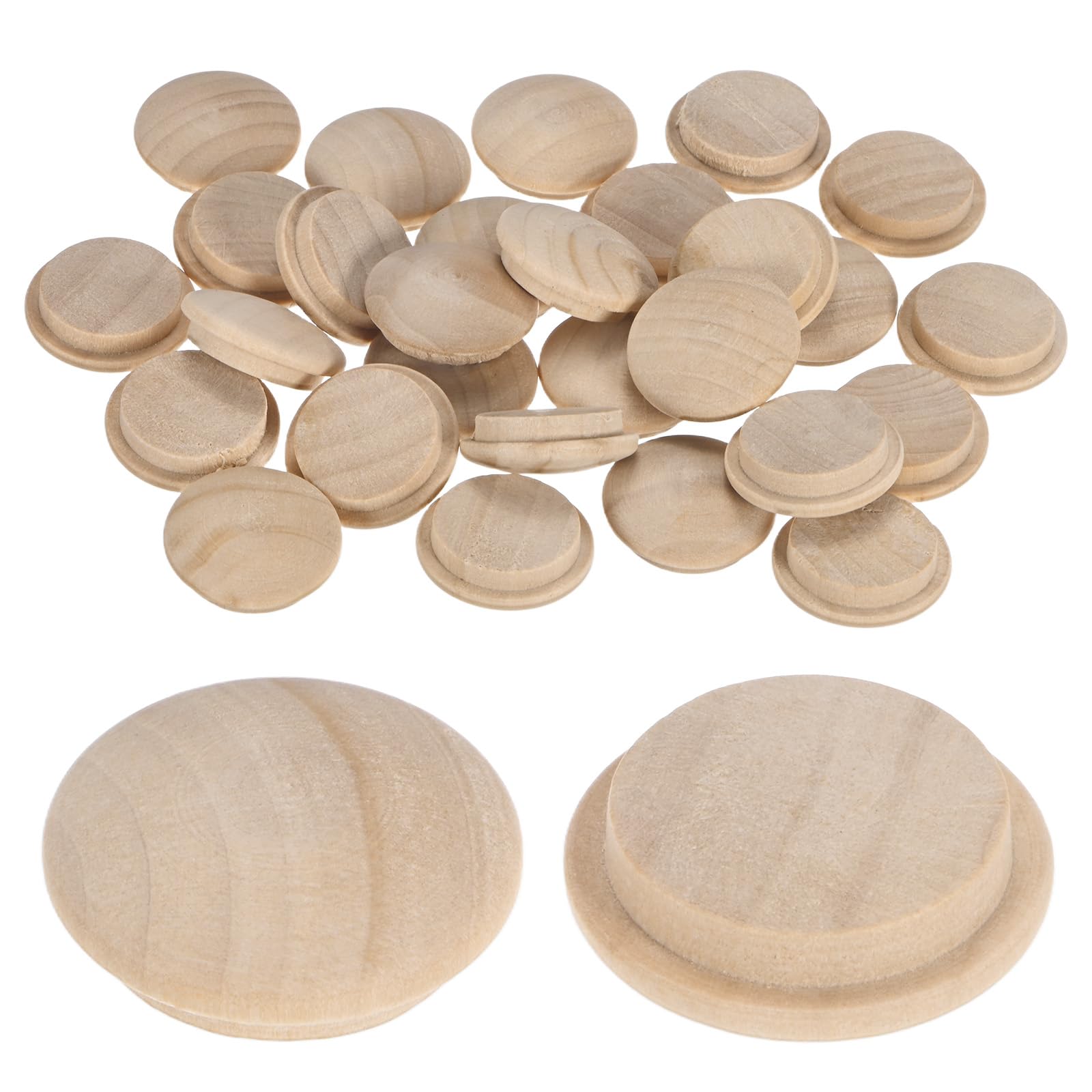 M METERXITY 25-Pack Wood Plugs for Screw Holes, 25 x 20mm Beech Button Wood Top Plugs for Furniture/Stair/Chair/Craft, Flat Head Decorative Wooden Cover