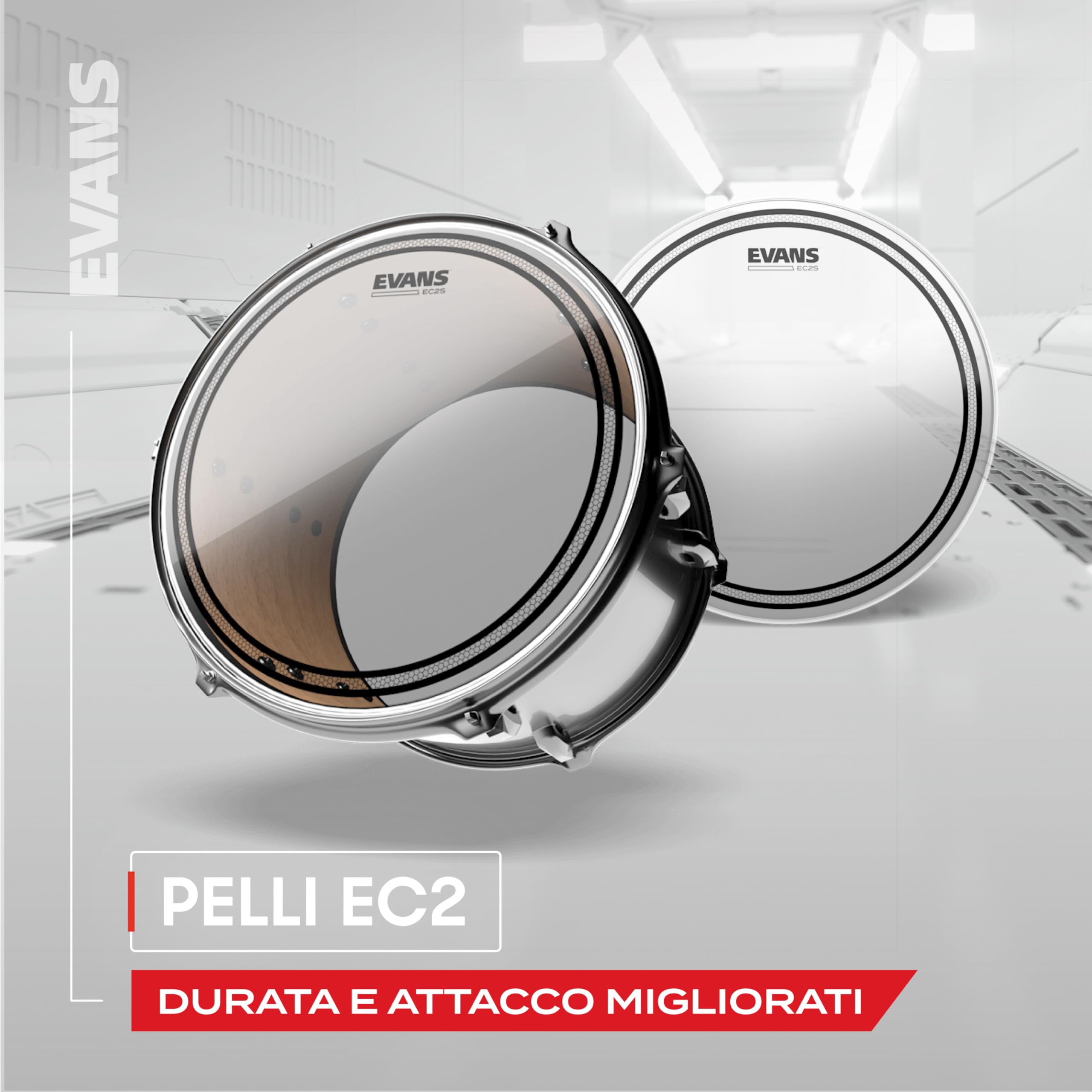 Evans ETP-EC2SCLR-F Fusion Packs de Peaux de toms EC2 10"/12"/14" Transparent