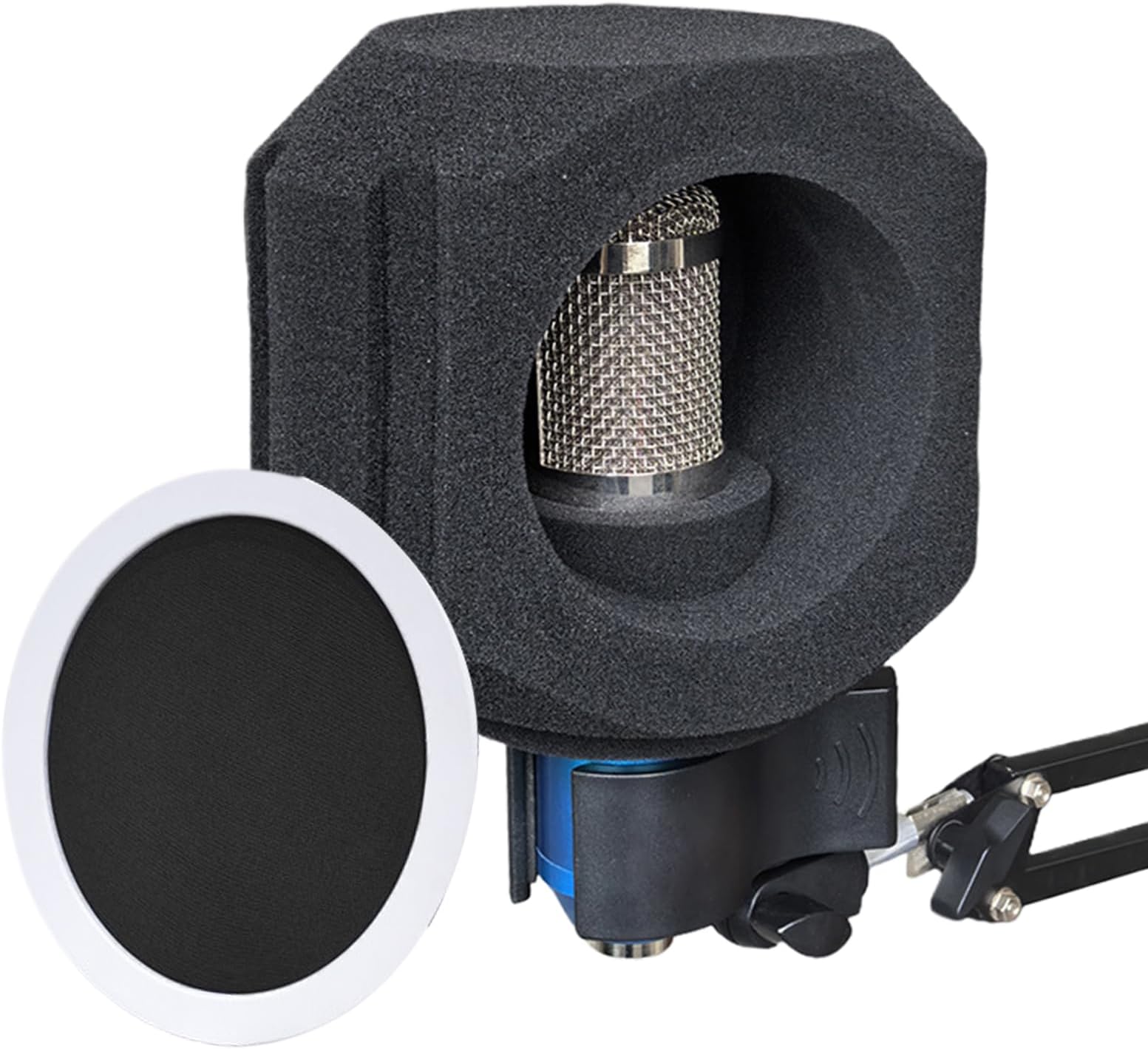 Microphone Isolation Shield – Sponge Material, Compact Acoustic Design, Voice Recording Assistance, Noise Reducing Sound Control | for Podcasting Studio Recording Home Recording Voice Over Live