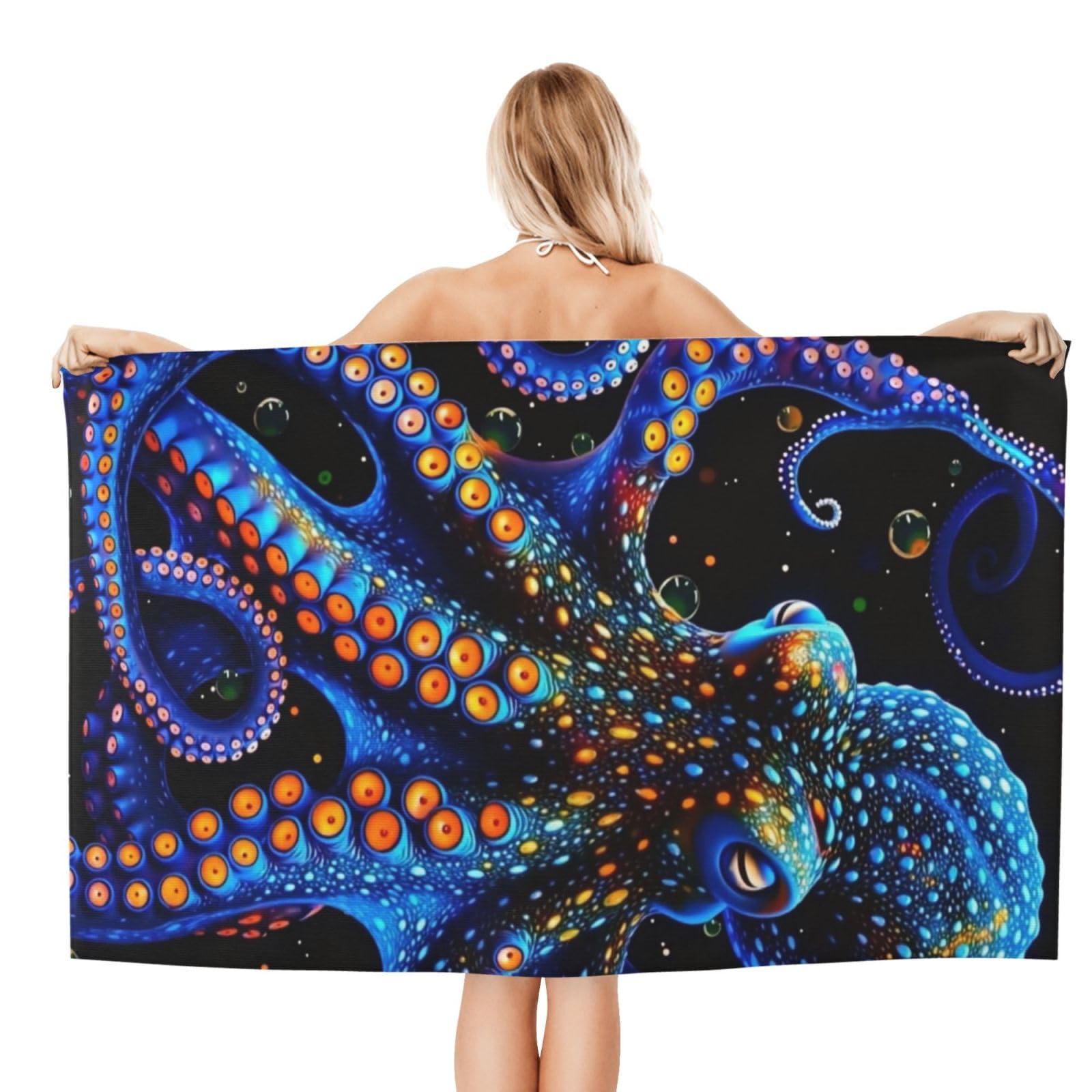 Anceky Beach Towel for Women, Octopus Sand-Free Microfiber Ultra Soft Lightweight Bath Towels for Outdoor Bathroom Swimming 32"X52"