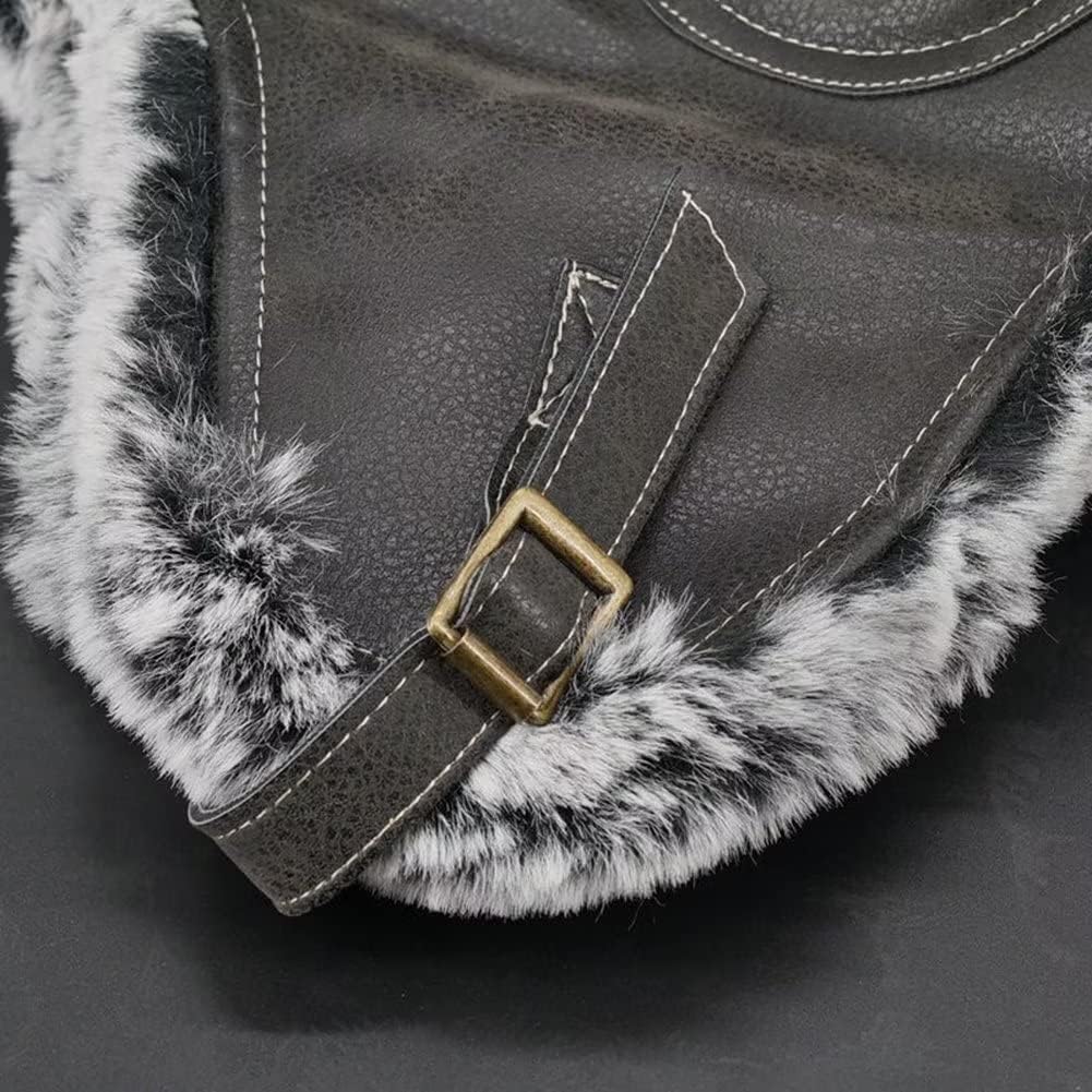 Men Women Aviator Hat,Russian Trapper Trooper Hat,Unisex Winter Warm Hats,Faux Fur Hat Bomber Hat with Earflaps,Outdoor Skiing Hunting Hat,Brown-L