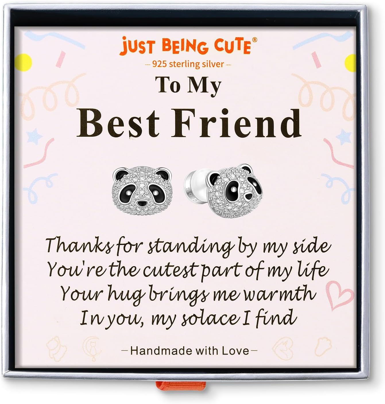 Panda Earrings Gifts, 925 Sterling Silver Cubic Zirconia Stud Earrings Hypoallergenic Cute Jewelry Valentine's Day Gifts for Women Girlfriend Teen Girls