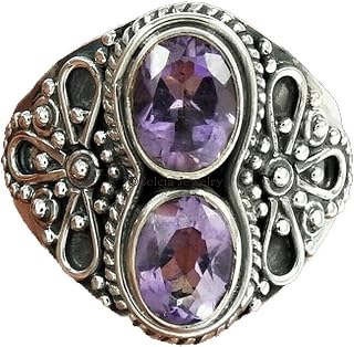 Natural Amethyst Purple Gemstone Oval Ring, Statement Designer Band Ring, Anniversary Gifts For Women, Attractive Jewelry, February Birthstone, Silver Oxidized Ring (amethyst)