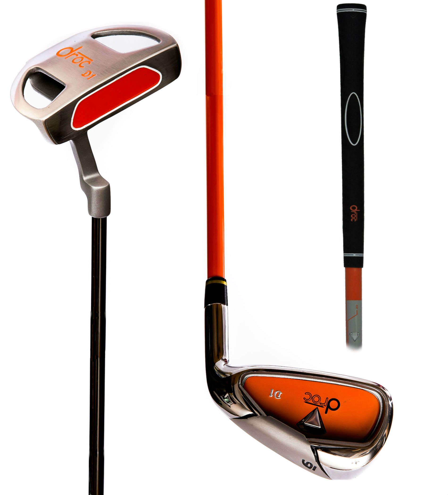 Droc - Dimond Series - Juego de palos de golf de 9 piezas y bolsa de golf para niños de 9 a 12 años para diestros