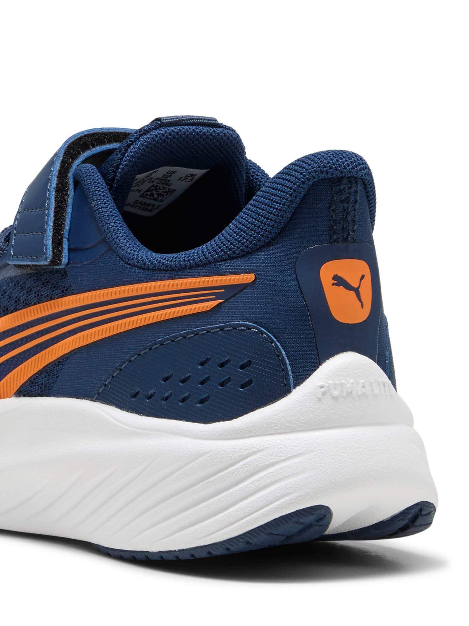 PUMA Unisex Pounce Lite Ac+ Ps Sneaker dziecięce, Perski niebieski pomarańczowy Glo PUMA biały, 34 EU