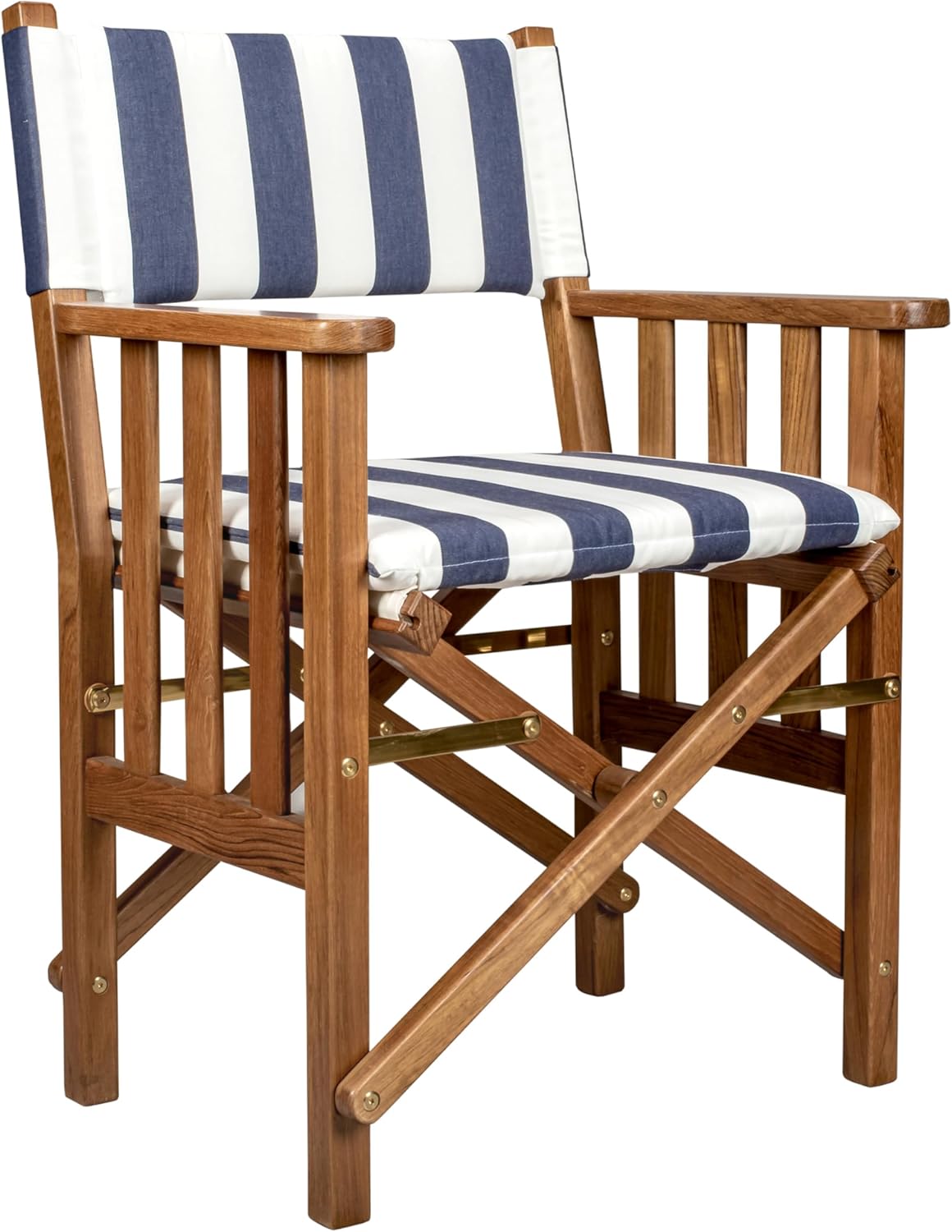 Whitecap 61050 Teak Director's Chair with Navy White Stripe Cushion - 18-1/2"
