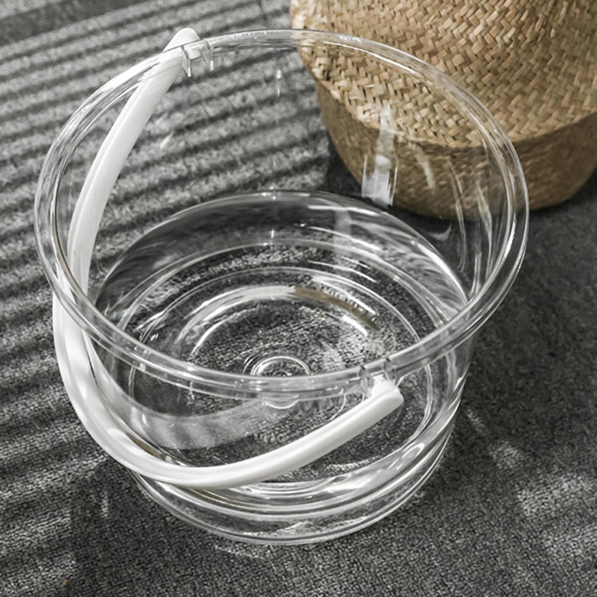 Seau Transparent en Plastique avec Poignée, Ensemble Rond Multifonction