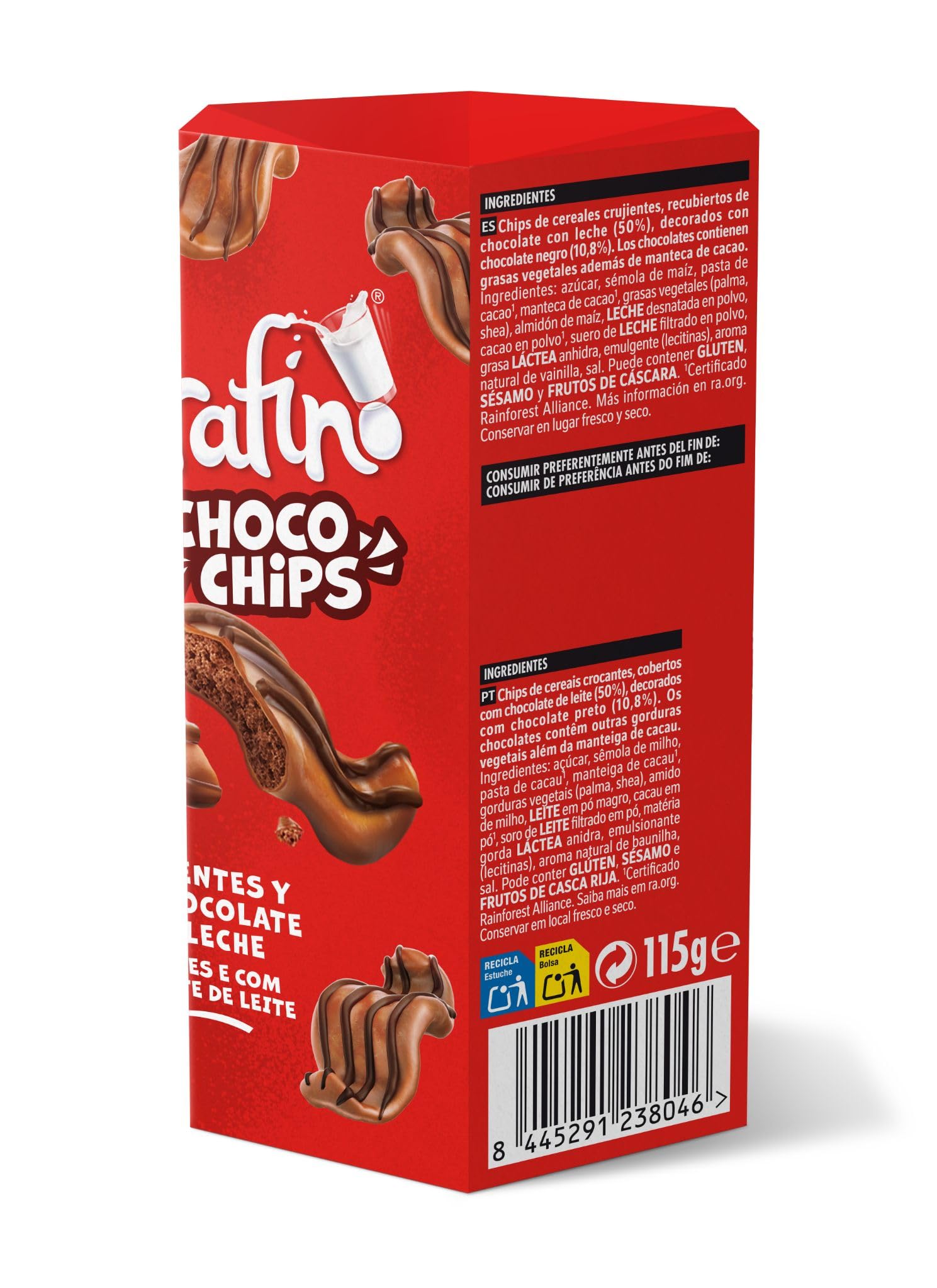 NESTLÉ EXTRAFINO Choco Chips, Chips de cereales recubierto de chocolate 15x115g
