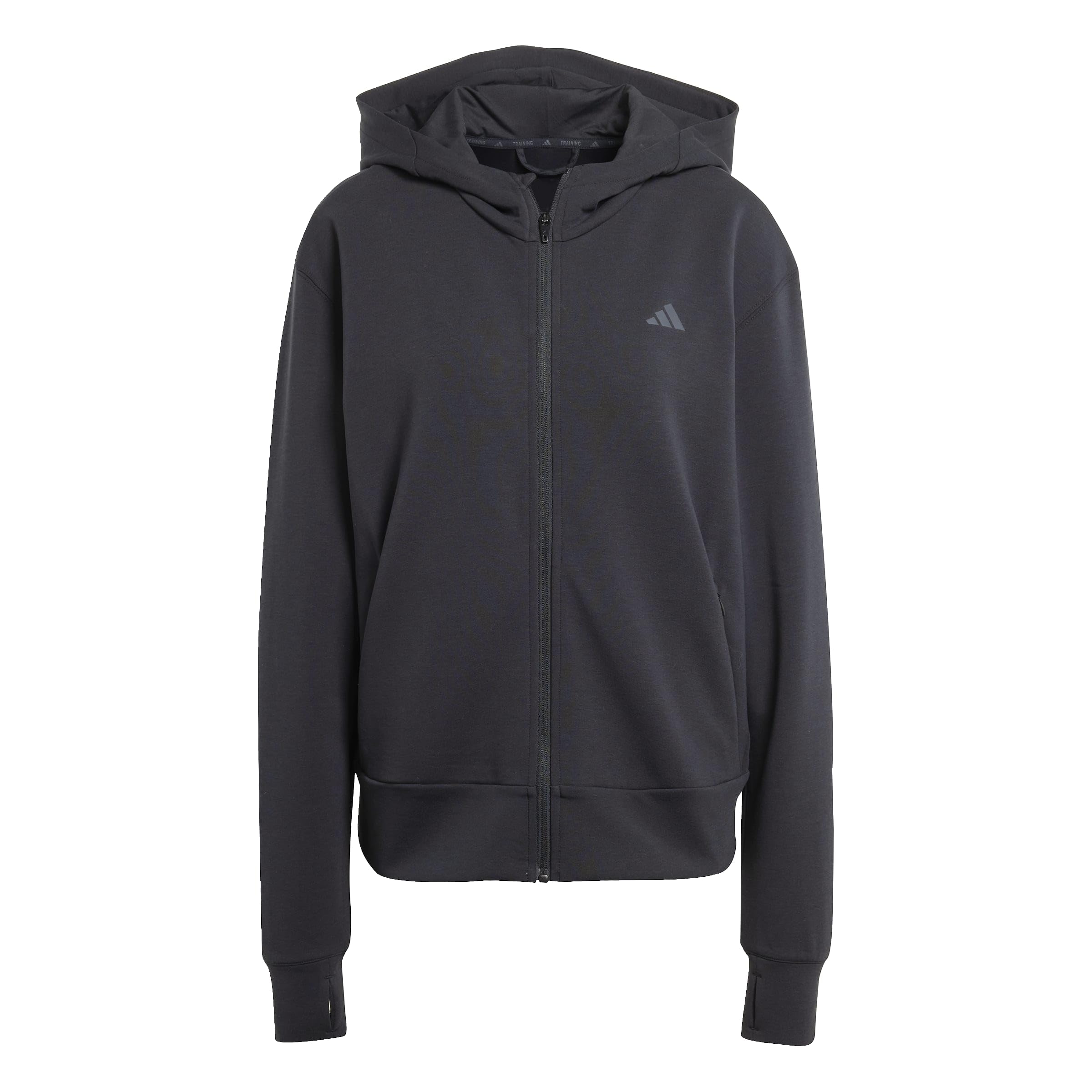 adidas Women's D4T Workout Full Zip Hooded Sweatshirt, black, XS