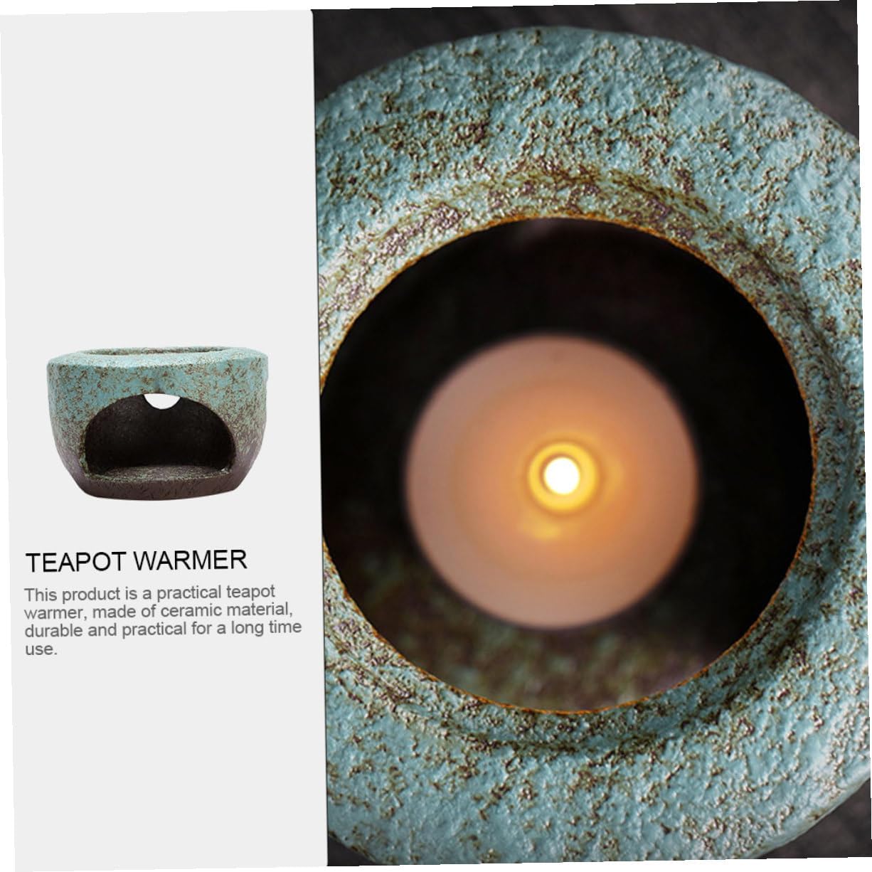 Retro Ceramic Teapot Warmer Heat Preservation Base Vintage Style Household Tea Heater Handmade Craftsmanship for Desktop Decoration and Long-Term Use