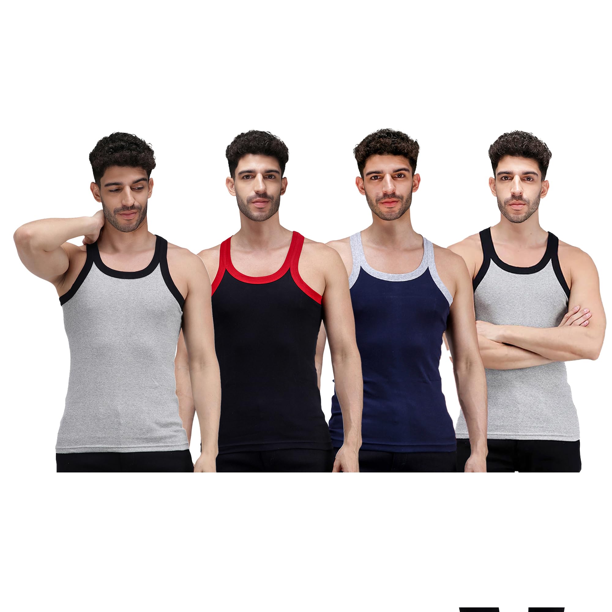 amul comfy Men's Cotton Solid Gym Vest Pack of 4 May Vary-picture-37