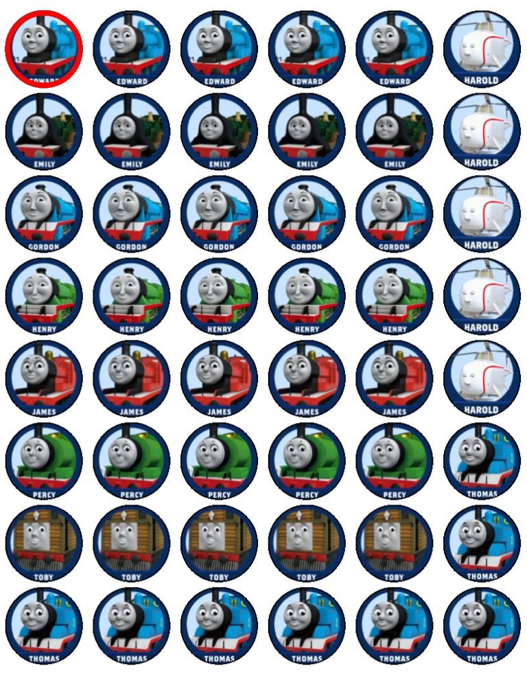 48 Thomas the Tank Engine Cupcake Toppers
