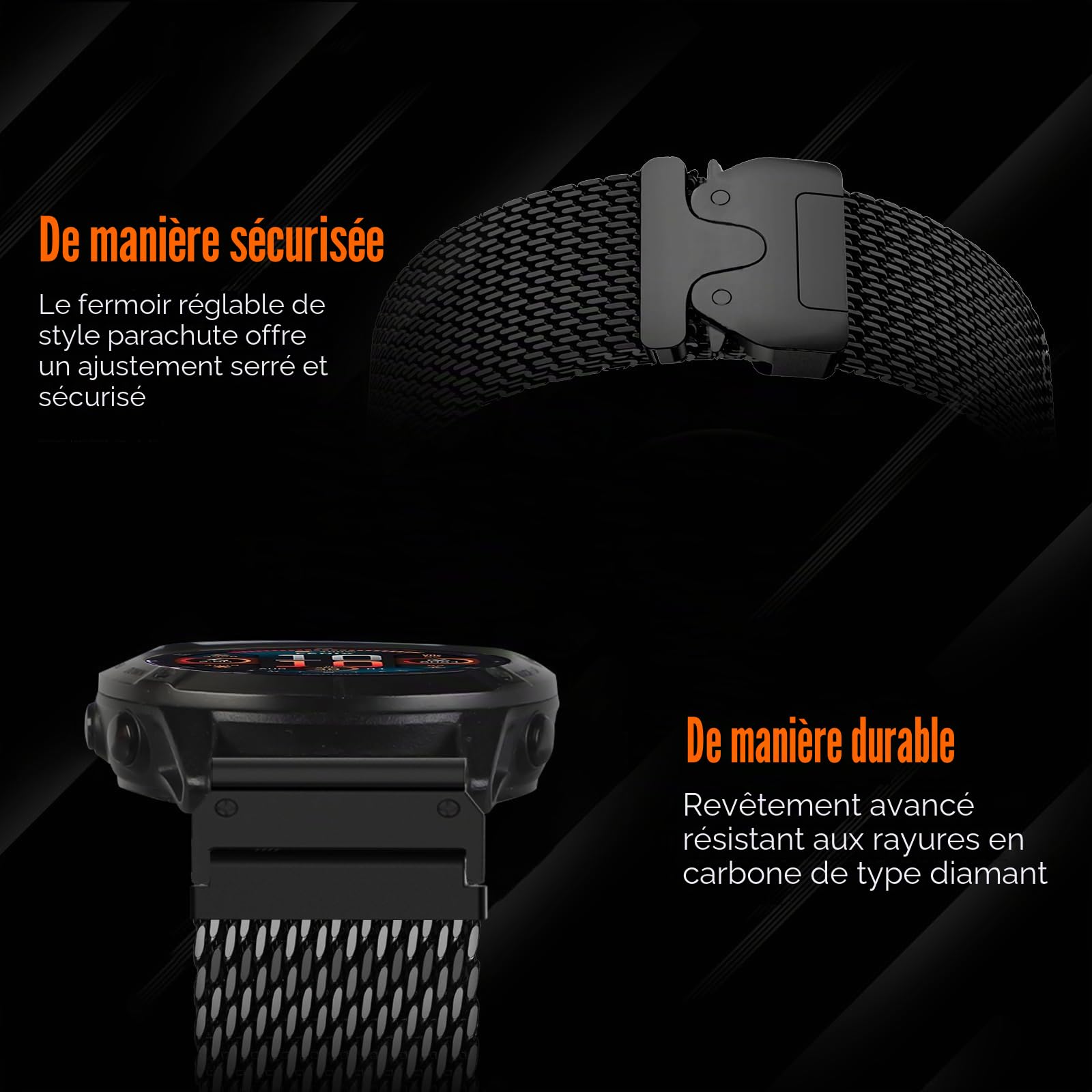 Titane Bracelet pour Garmin Fenix 7, 22mm Remplacement Quick-Fit Titan Milanaise Bracelet pour Fenix 8 47mm, FEnix 6, FEnix 6 Pro, FENix 5, FENix 5 Plus, Forerunner 935 945, Instinct 2