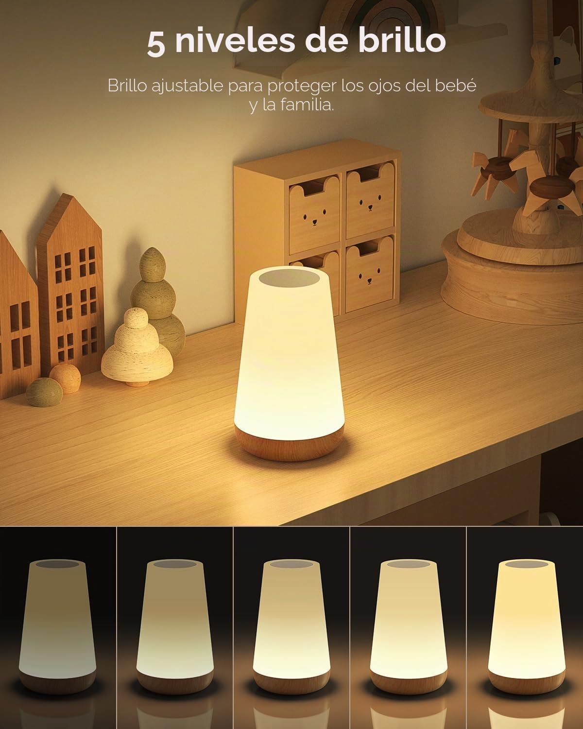 Bonsery Juego de 2 lámparas LED para mesita de noche, táctil, regulable, USB, recargables con mando a distancia, luz nocturna para niños con 13 colores, 3 modos, lámpara de mesa inalámbrica con