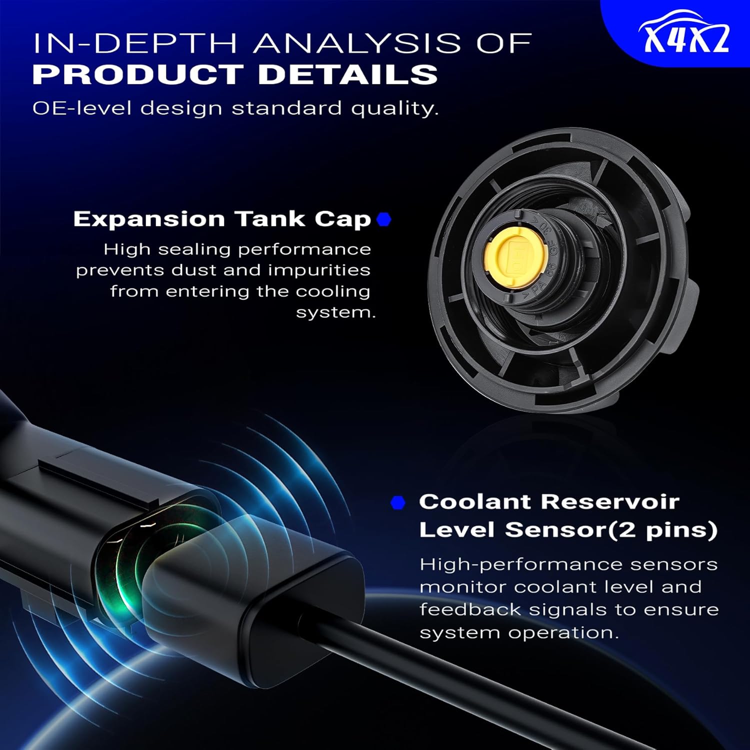 17138610656 Coolant Overflow Reservoir Tank with Cap For 2016-2020 BMW 530e/530i/540i/540i xDrive/640i/740e/740i/740i xDrive Replaces# 17138742975,17139487210,17139884859