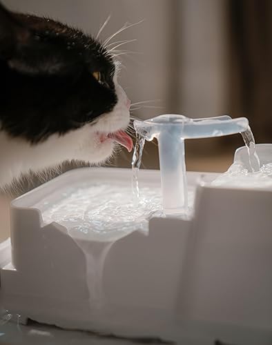 Miniatura 8 de Fuente de agua para perros y gatos, diseño automático de 3 etapas para múltiples mascotas, dispensador de agua para beber, fuente de cascada,
