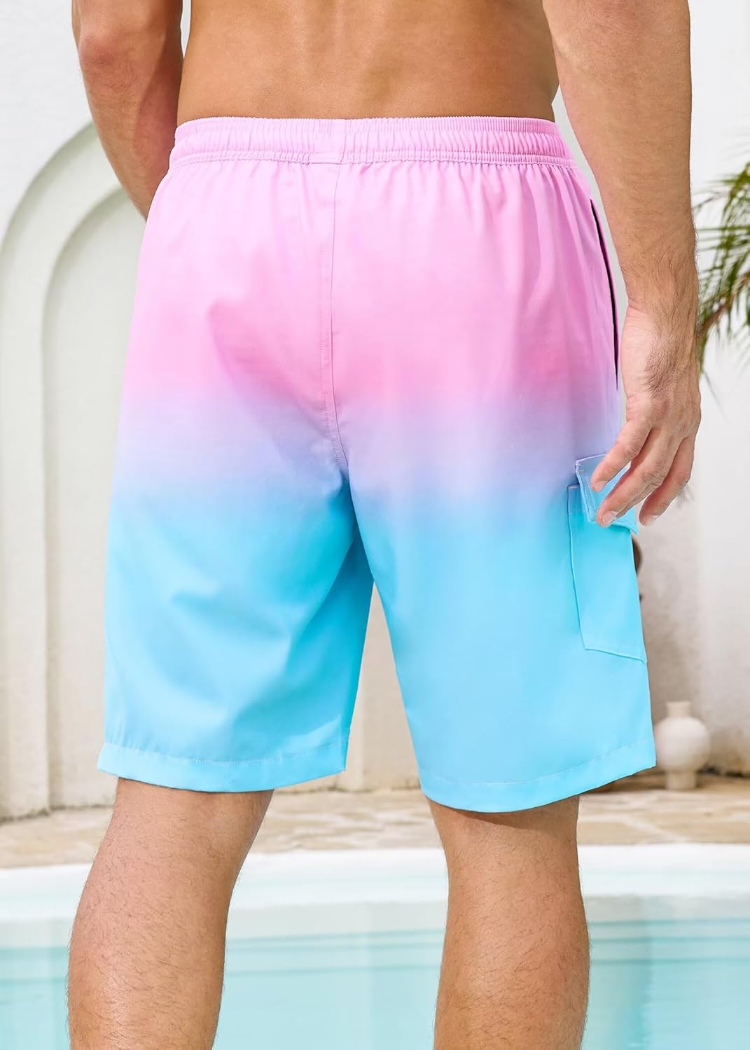 SILKWORLD Mens Swim Trunks with Compression Liner 9" Stretch Beach Shorts Quick Dry Bathing Suits with Zipper Pockets
