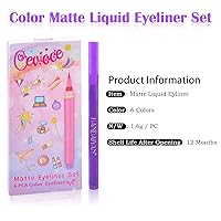 Vista 3 de Cevioce Liquid Eyeliner,6 Highly Pigment Colored Eye Makeup Matte Eyeliners,Long-lasting Smudge-proof White Eyeliner Pencil,Makeup for Kids Girls