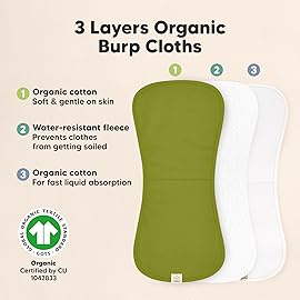 Organic Burp Cloths Baby Boy & Girl - 5-Pack Super Absorbent Cotton Burping Cloths for Babies, Soft & Plush Newborn Spit Up Rags, Infant Towels for Milk Spit Up, Unisex, Large 21 x 10 (Palms)