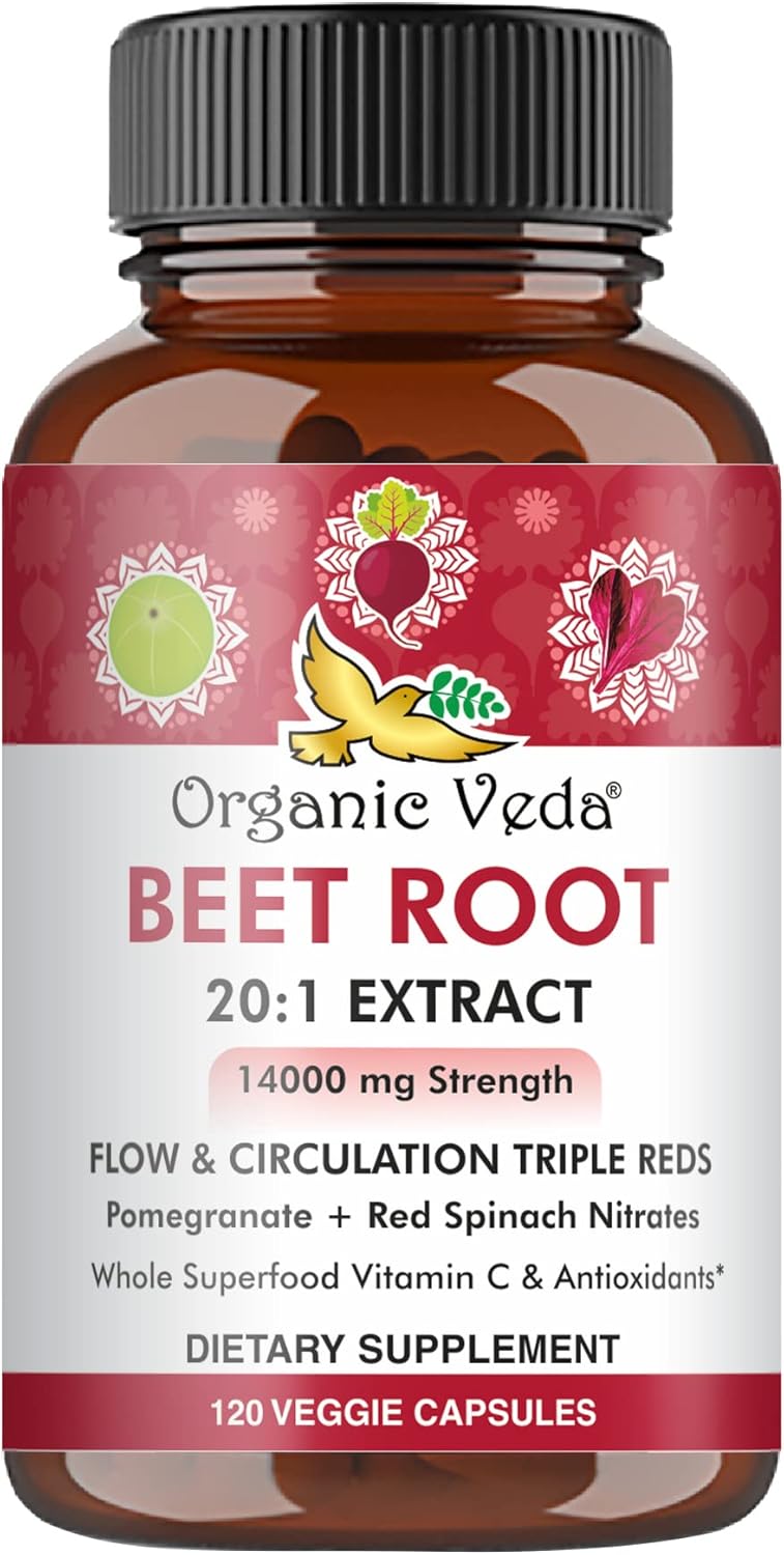 Organic Veda Beet Root Capsules Triple Reds Nitric Oxide Beets Supplements