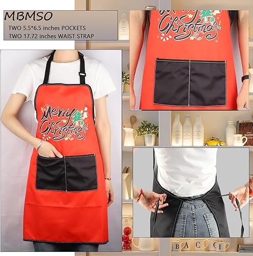 Miniatura 3 de Delantales de Navidad para mujeres y hombres, delantal de cocina de Navidad con bolsillos, regalos de Feliz Navidad, delantal de chef para hornear,
