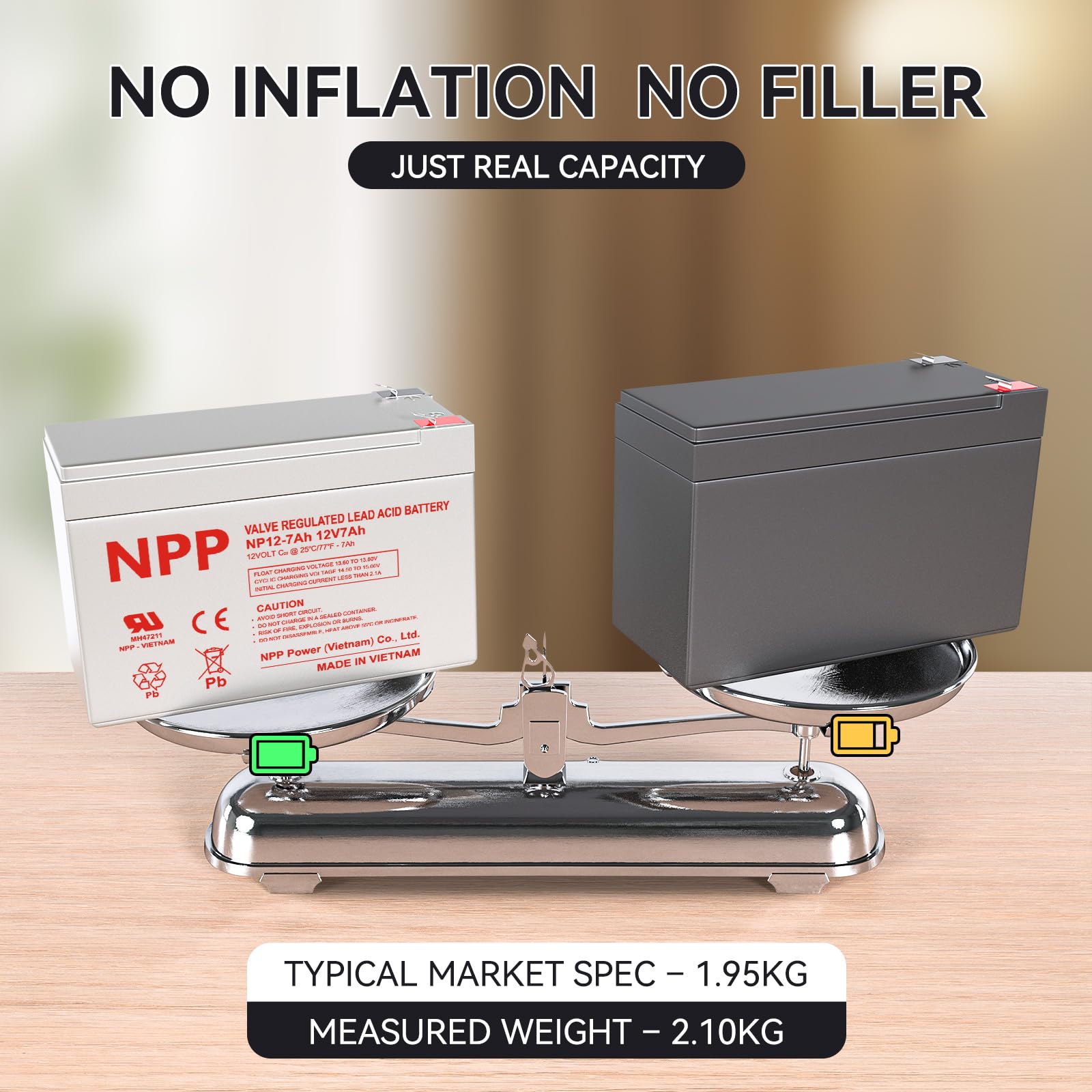 NP12-7Ah AGM Rechargeable Maintenance Valve Regulated Sealed Lead Acid Battery with F2 Terminal Compatible with UPS — view 4