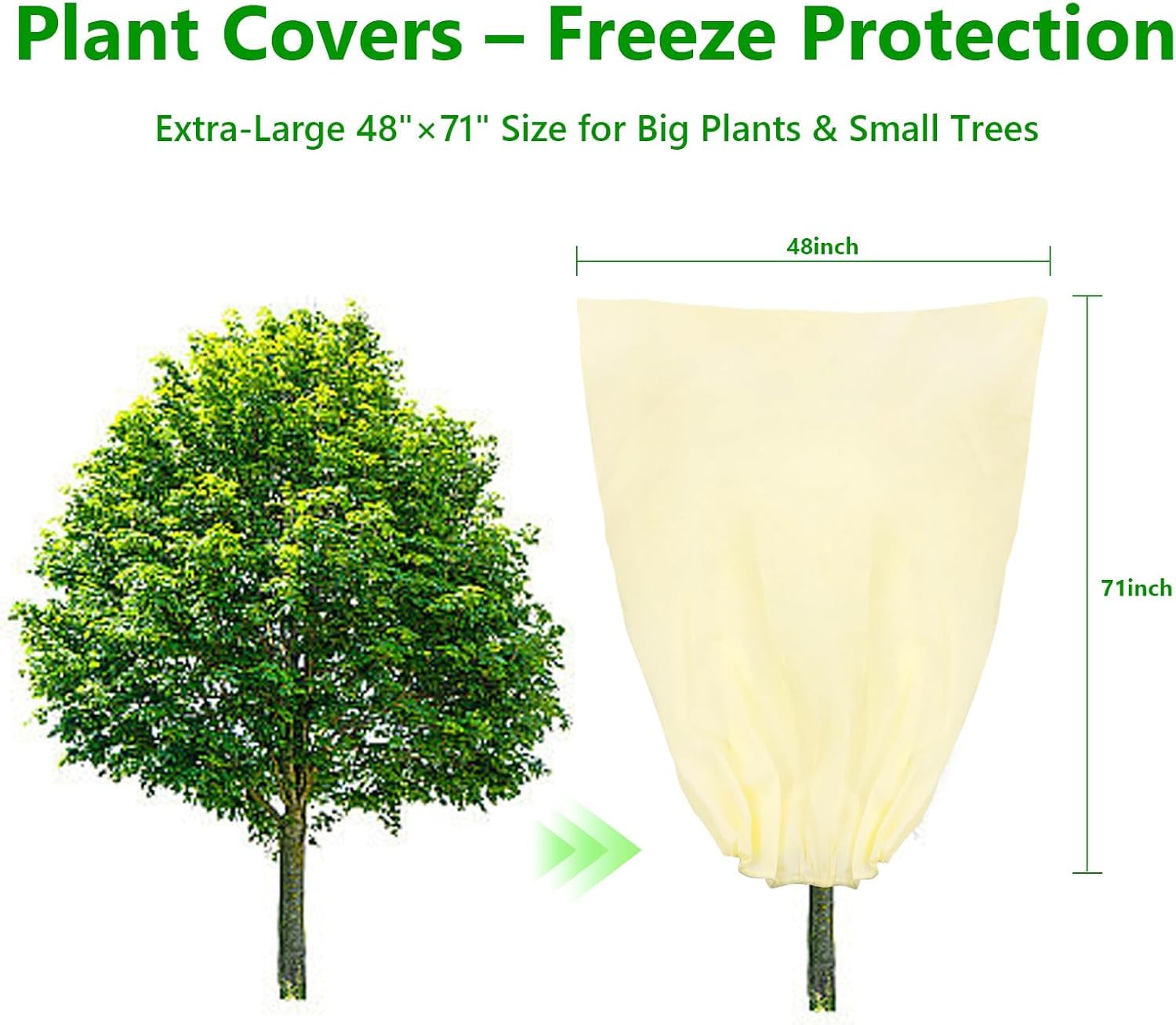 Paquete De 4 Mantas Antihielo para Plantas - Cubiertas De Invierno De 81 X 122 Cm, Tela Protectora De 68 G/m² para árboles, Arbustos Y 4 Pack 48”W x 71”H Circular