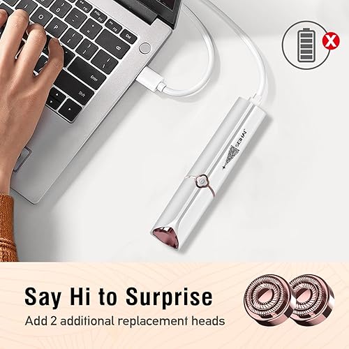 Miniatura 4 de Depilación facial para mujeres como regalo de Navidad, dispositivo de depilación SEIHAI incluye 2 cabezales de repuesto, afeitadoras faciales para