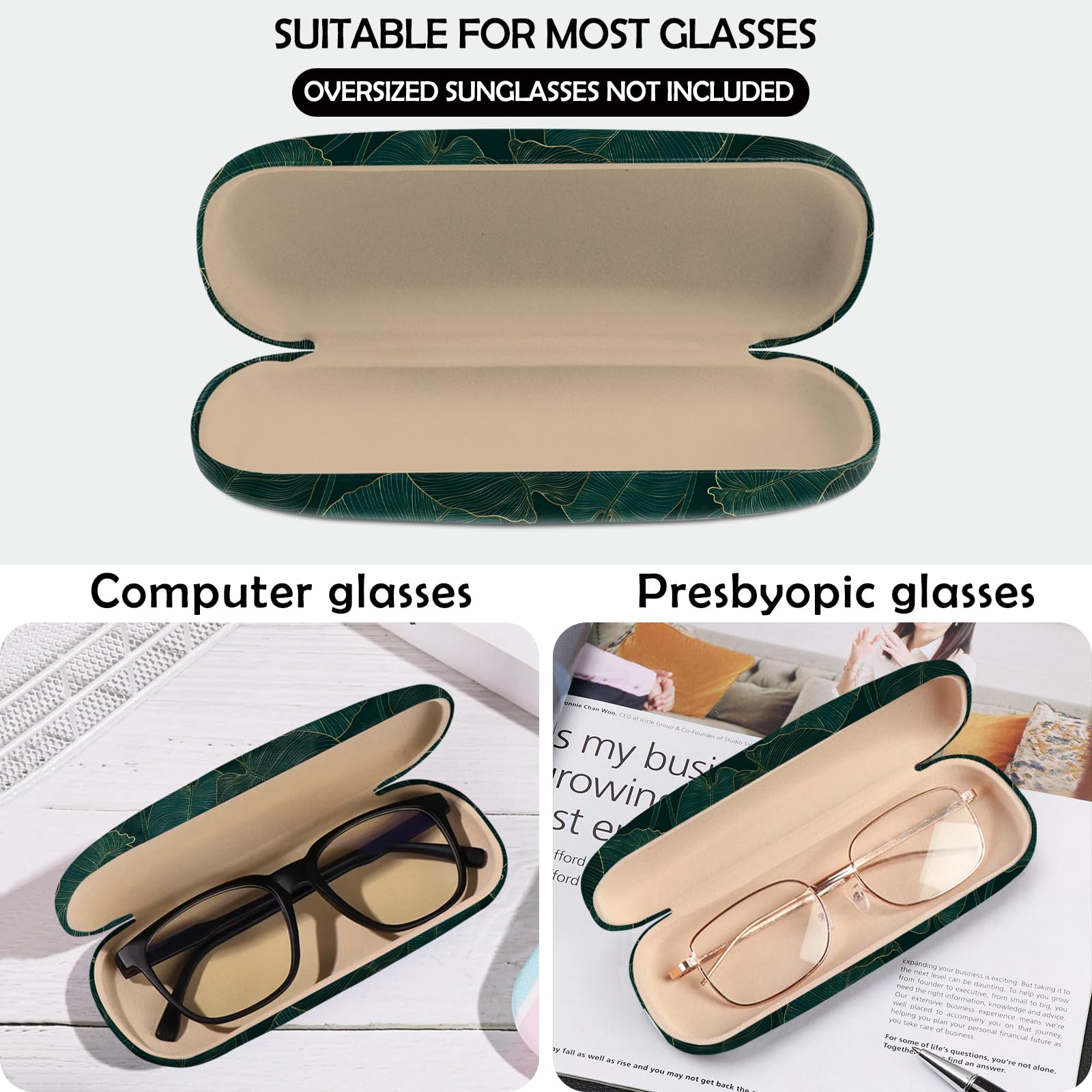Cabreche Glasses Case Hard Shell Eyeglass Portable Glasses Eyeglasses Holder Box with Cleaning Cloth Women Girls Men Cute