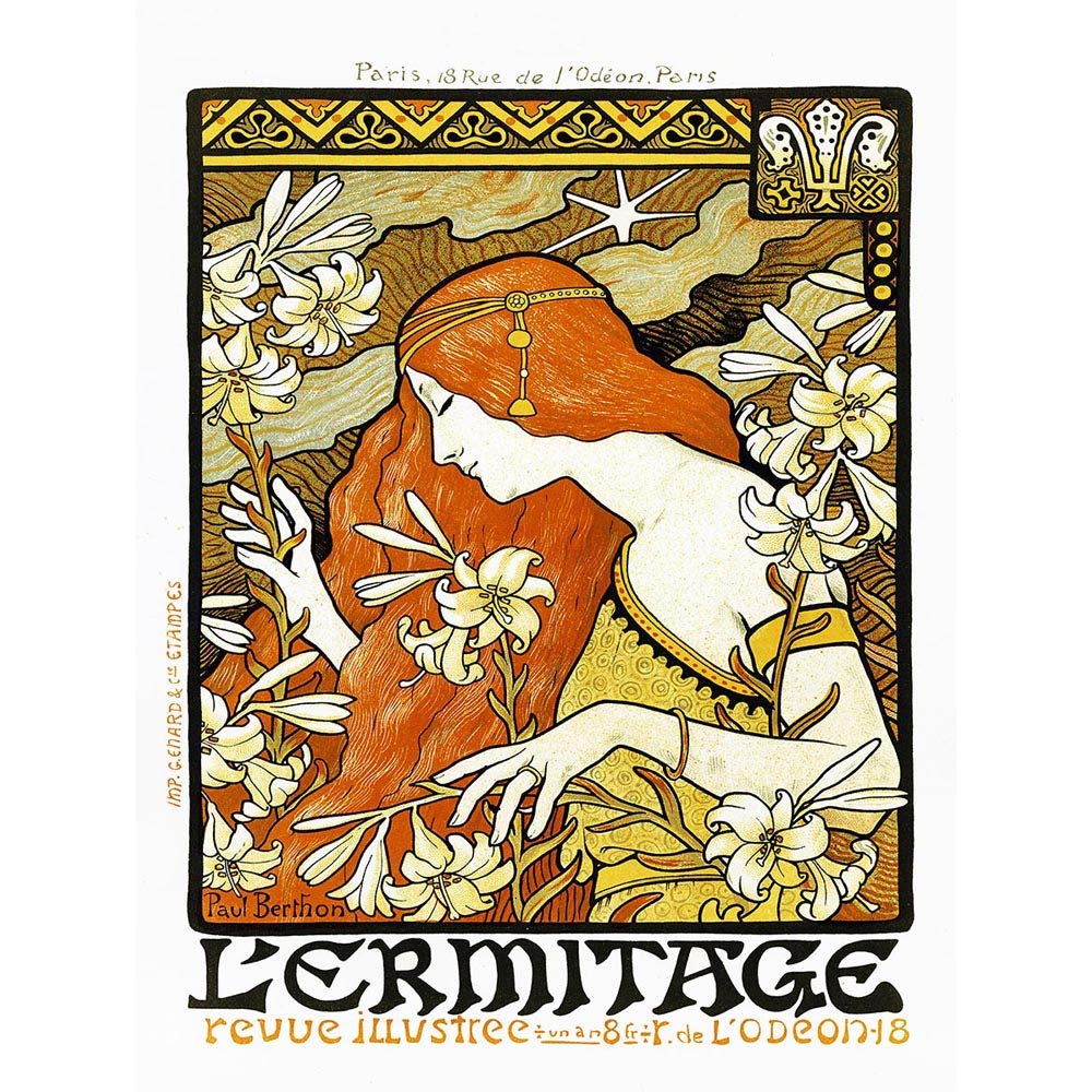 Wee Blue Coo Exhibition Nouveau Hermitage Paris France Paul Berthon Vintage Art Print Poster Wall Decor 12X16 Inch