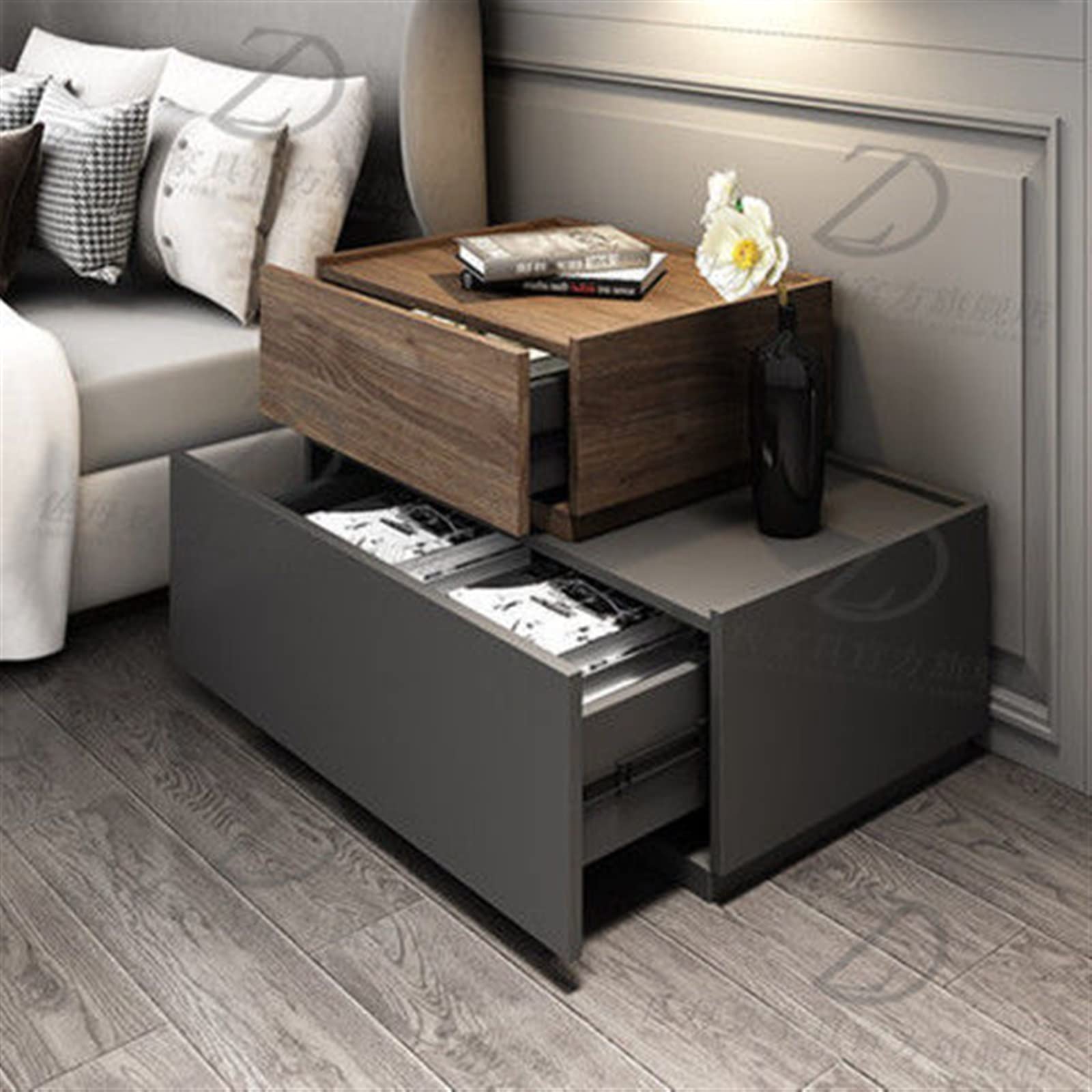 Amazon.co.jp: ナイトスタンドモダンなベッドサイドテーブル