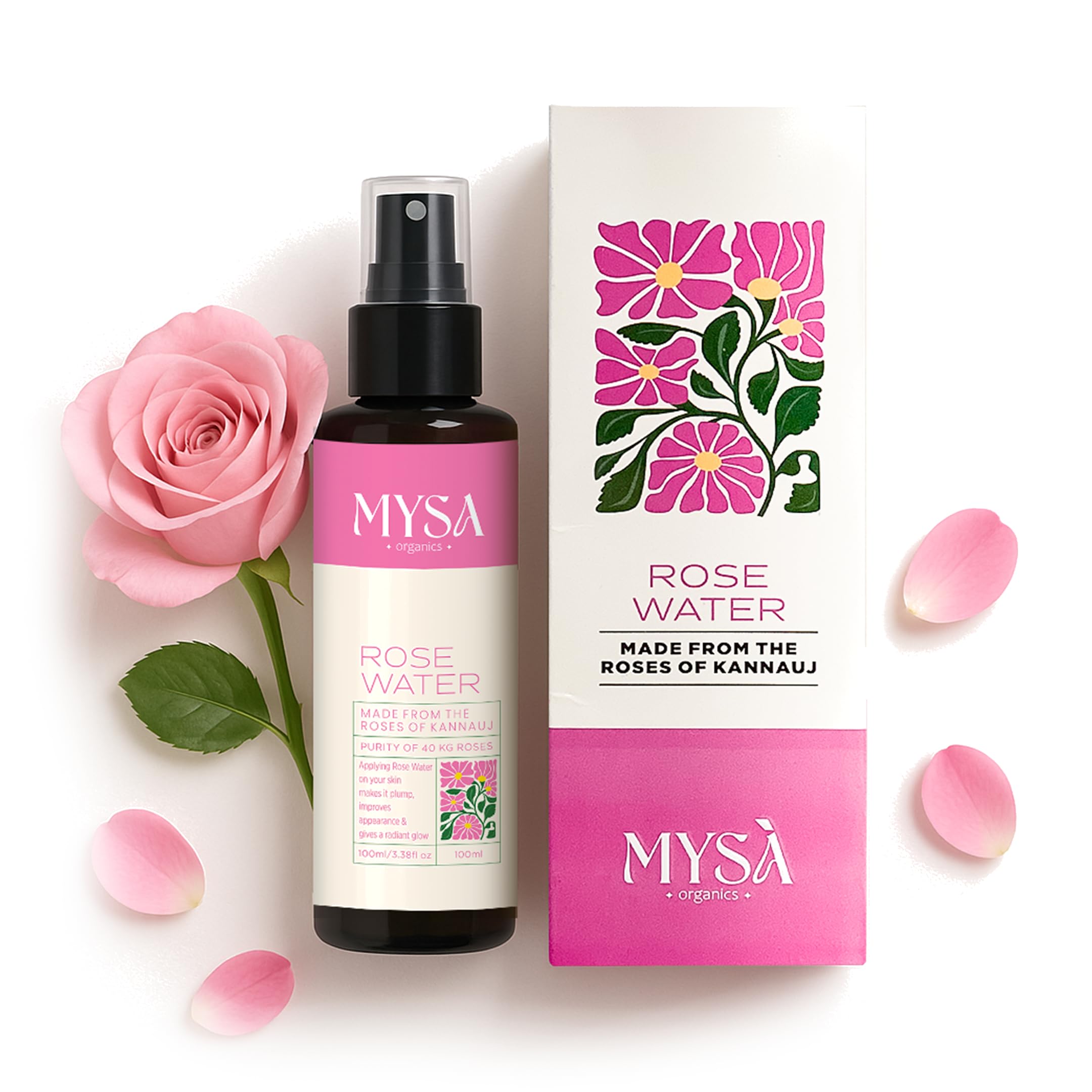 - Real & Pure Certified Rose Water Face Spray Mist (100ml) | 100% Natural Gulab Jal for Face Toner, Hydration & Refreshing Glowing Skin | Multiple Uses | Zero Alcohol, Artificial Fragrance-Free | Organic, Sustainable & Food-Grade | Aroma Therapy | Room Freshener