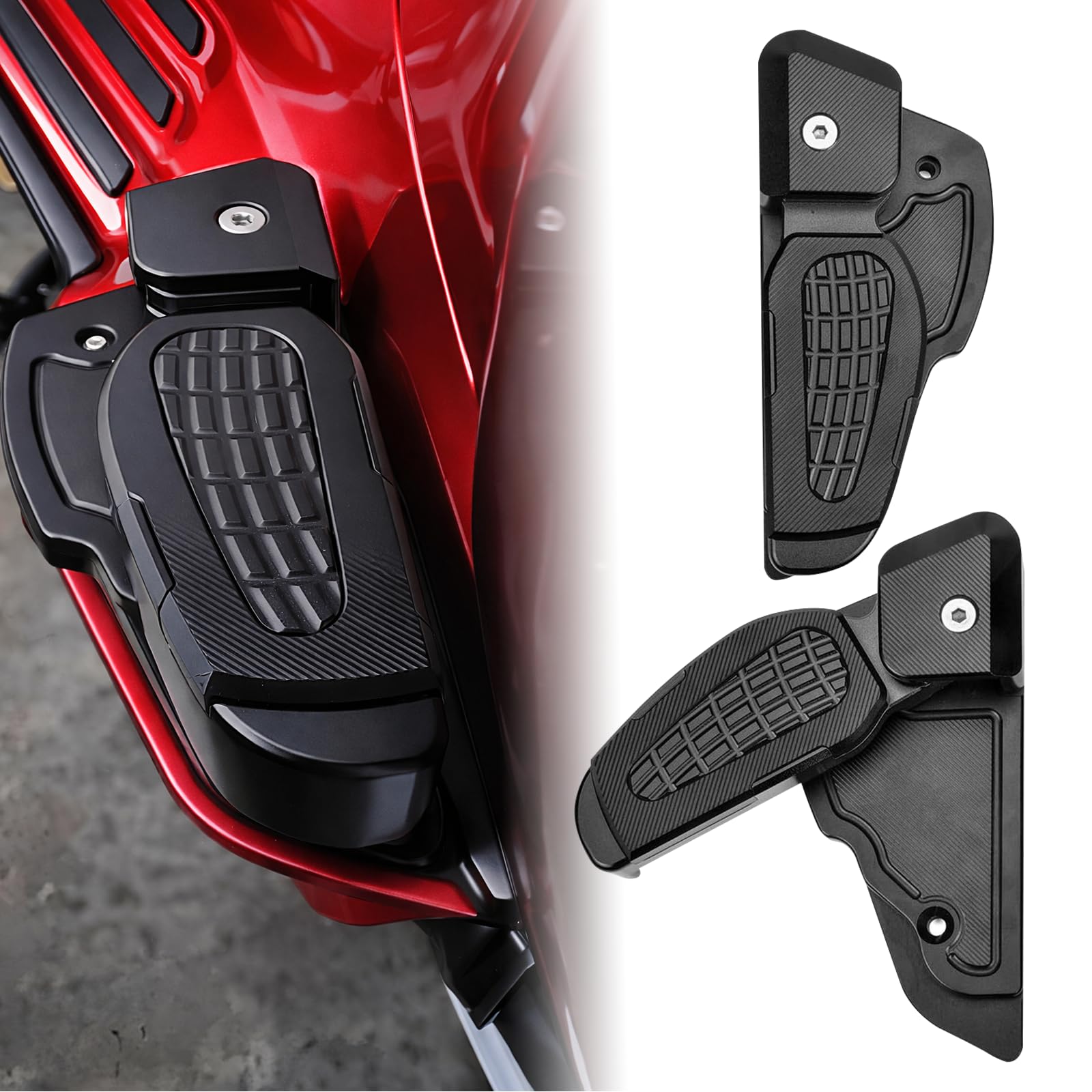 Hinteres Fußrasten-Pedale, Klappbares Motorrad Beifahrer Fußrastenverlängerung, Aluminium Fußstützen mit rutschfester Oberfläche für Vespa Primavera/Sprint 125/150 2017-2024 (Schwarz)
