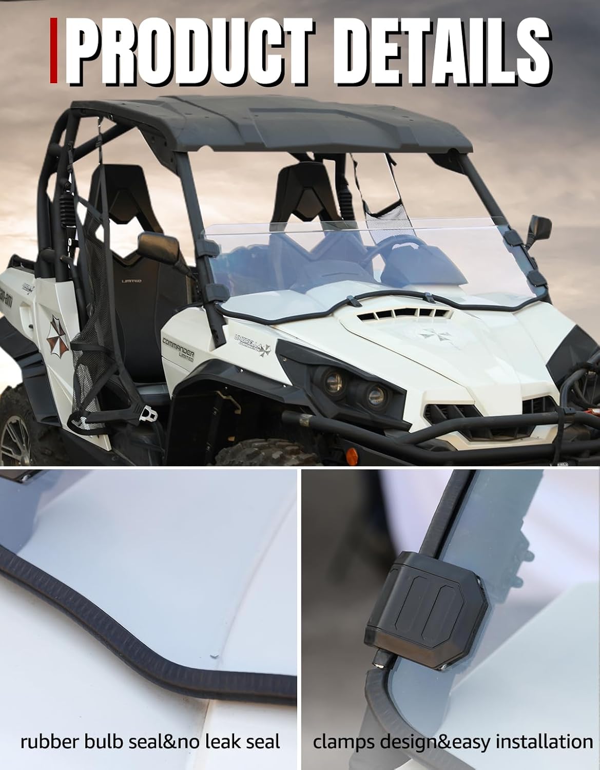 A & UTV PRO Half Front Windshield for 2011-2020 Can Am Commander 800/1000/ 800 Max/ 1000 Max/MAX XT 1000 Window Accessories, Clear Tough Hard Coated Vented Windscreen | 250x Stronger Than Glass