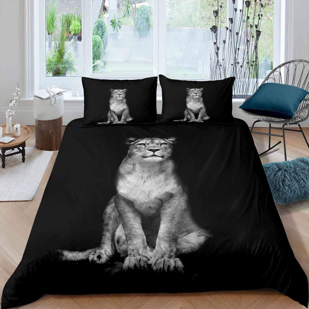 Beddengoedset met 3D-dierentijgerleeuwpatroon, 2/3 stuks