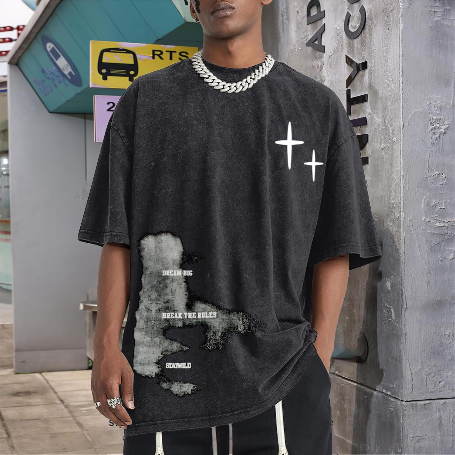 Mens Graphic Tees Y2k Streetwear Oversized Tshirts Vintage Acid Wash Shirts Summer Casual Inspirational Tee Shirt - Image 3